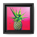 Framed Neon Pineapple Canvas Print