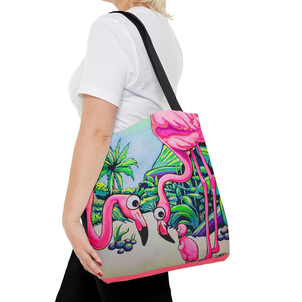 Premium Cyclops Flamingo Family Tote Bag, Original Artist Design, Reusable Shopping Tote,  Eco-Friendly