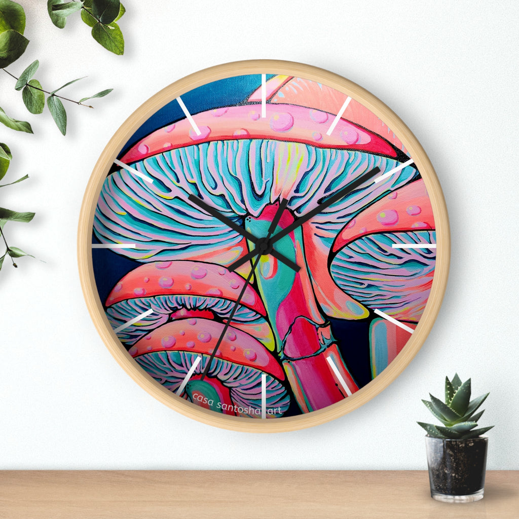 Trippy Mushrooms Pop Art Wall Clock