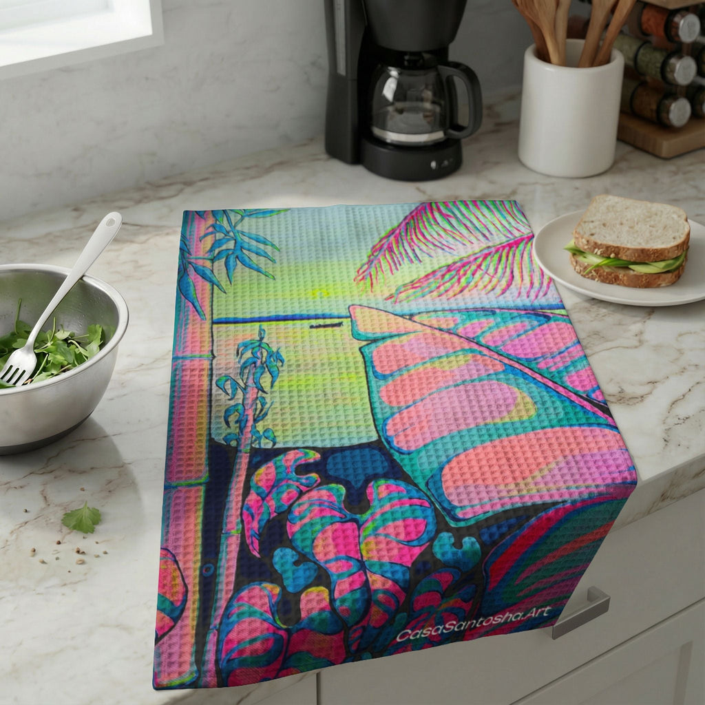 Serenity Bocas Waffle Weave Kitchen Hand Towel
