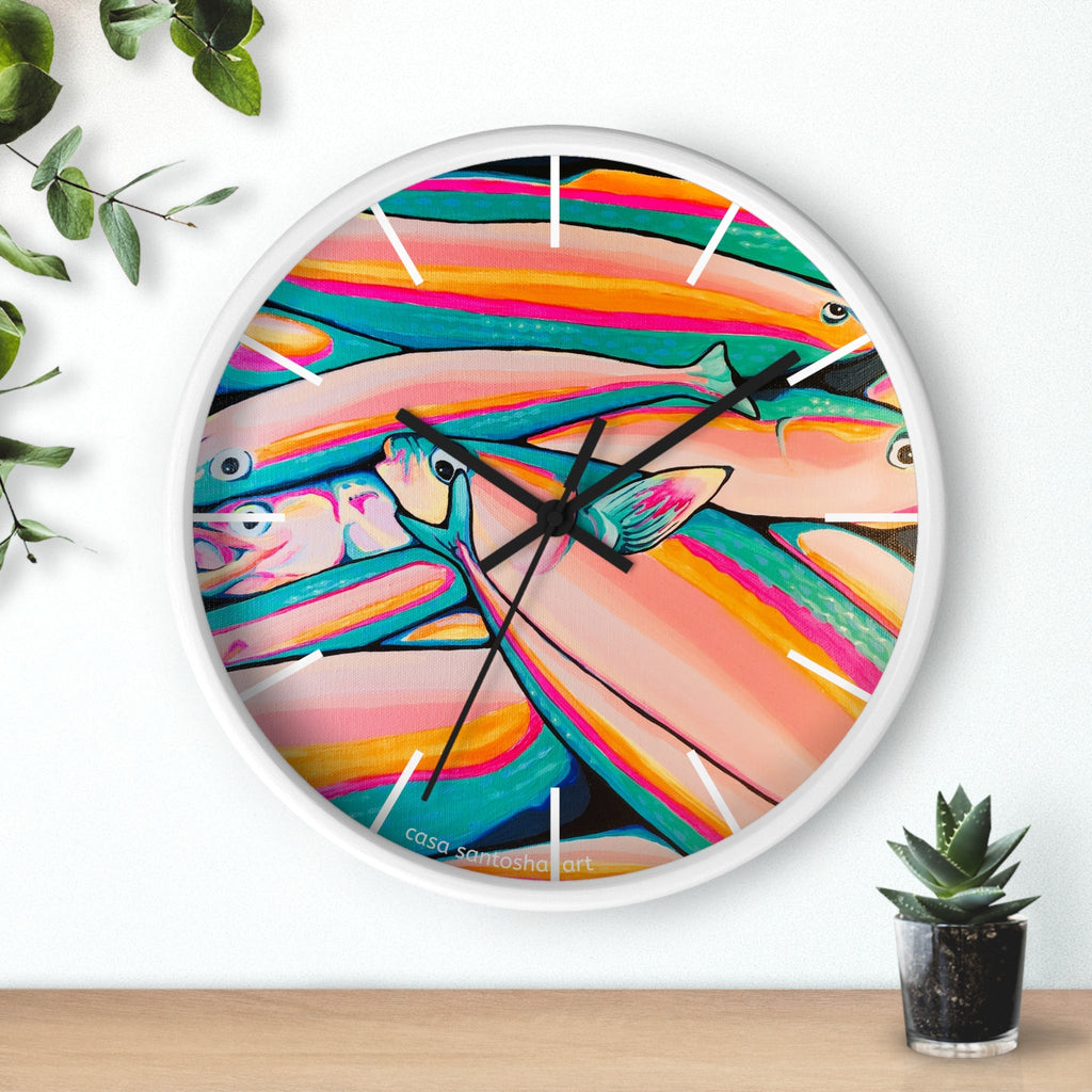 Neon Fish Pop Art Wall Clock