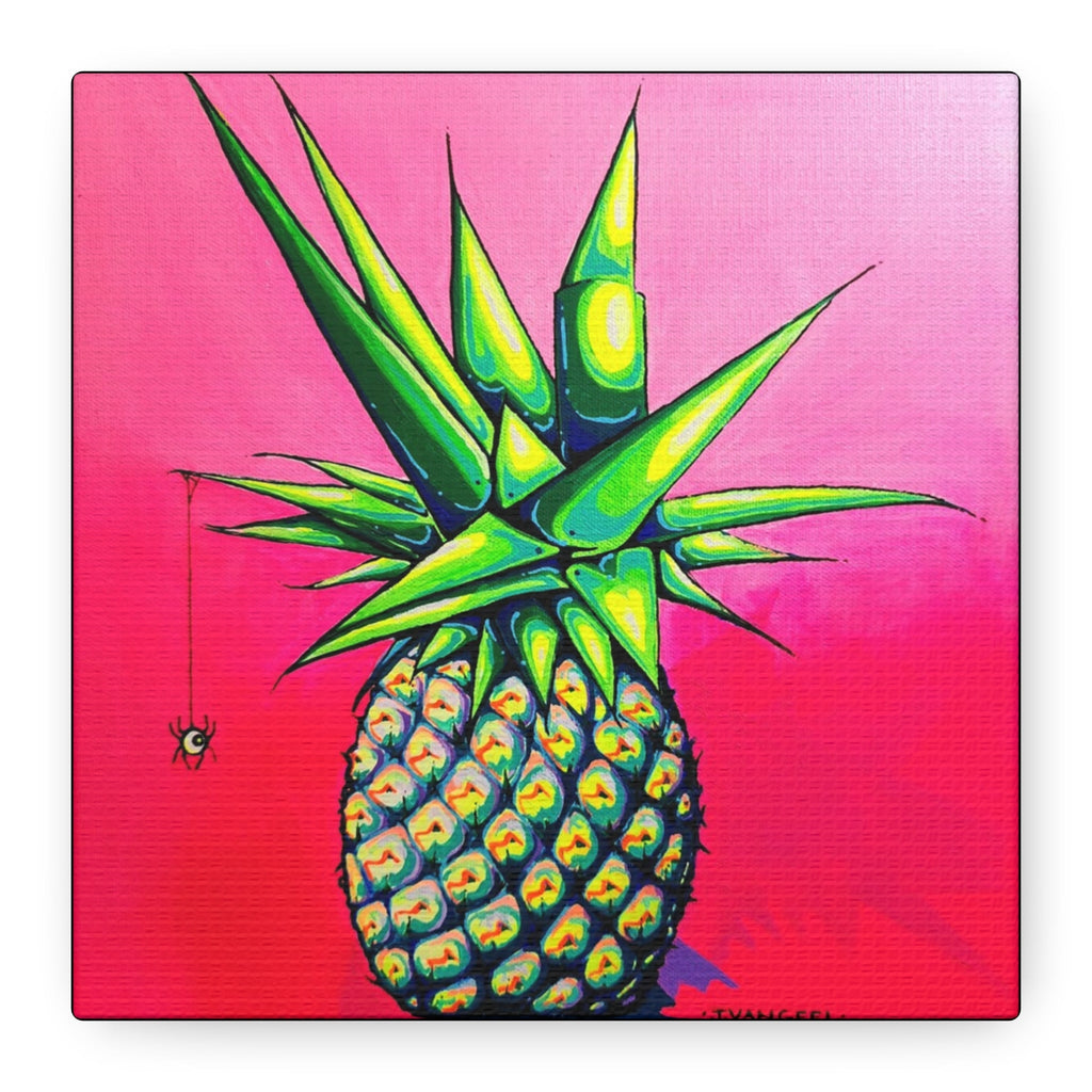 Neon Pineapple Canvas Print, Original Artist Design, Home Decor Wall Art