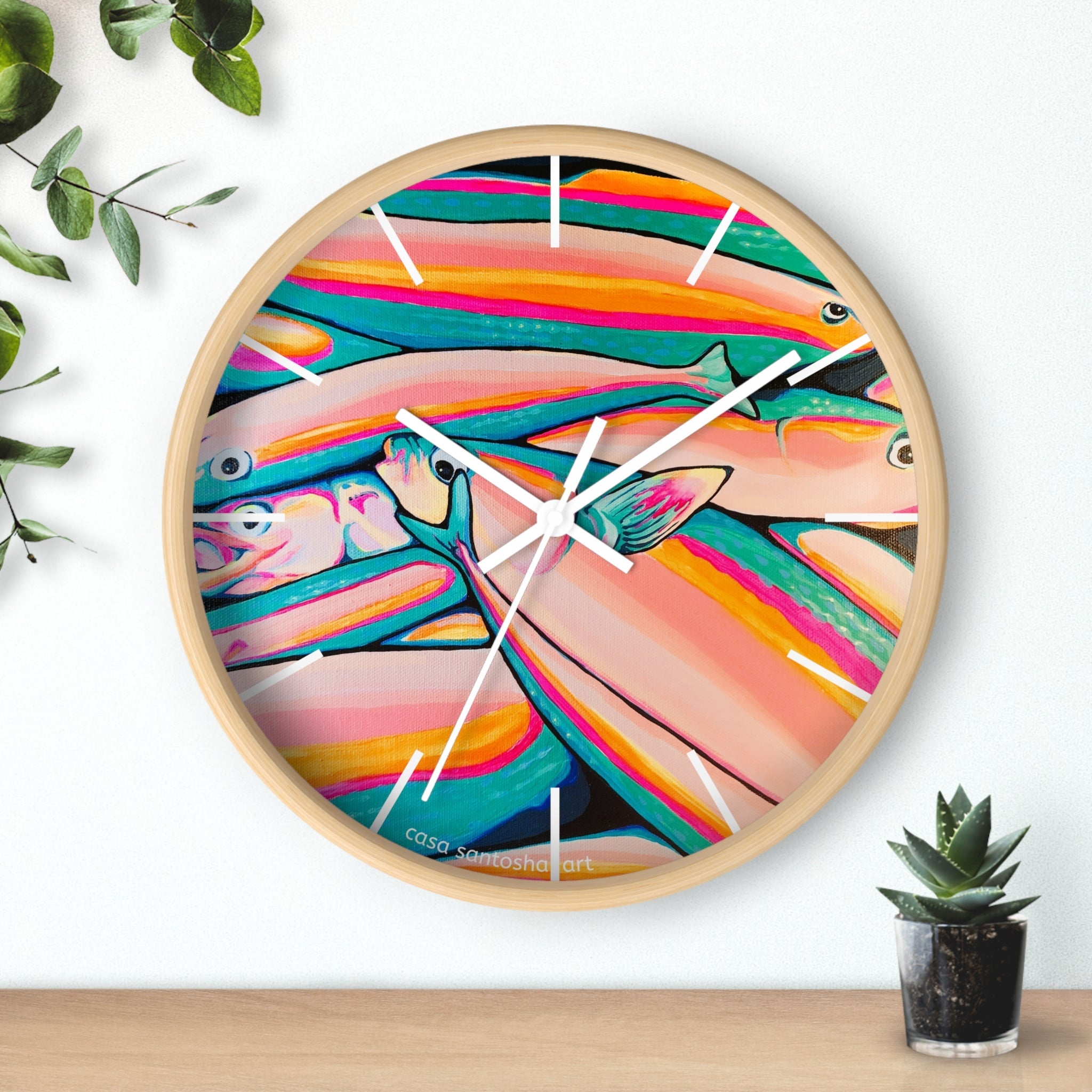 Neon Fish Pop Art Wall Clock