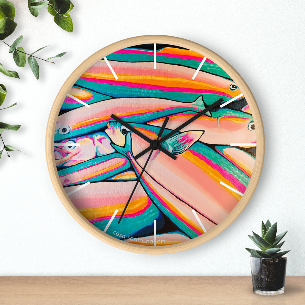 Neon Fish Pop Art Wall Clock