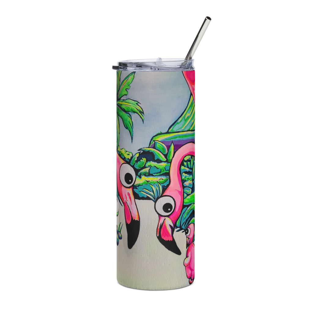 Cyclops Flamingo Family Stainless Steel Tumbler, 20oz | Fun Travel Mug, Eco-Friendly