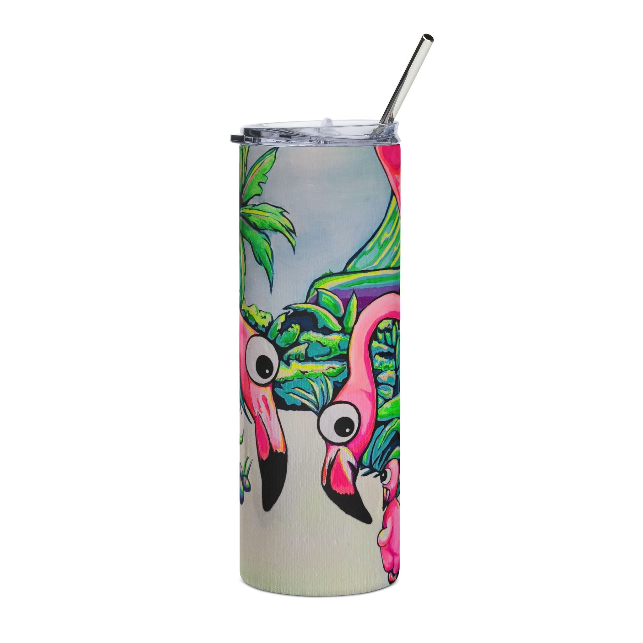 Cyclops Flamingo Family Stainless Steel Tumbler, 20oz | Fun Travel Mug, Eco-Friendly