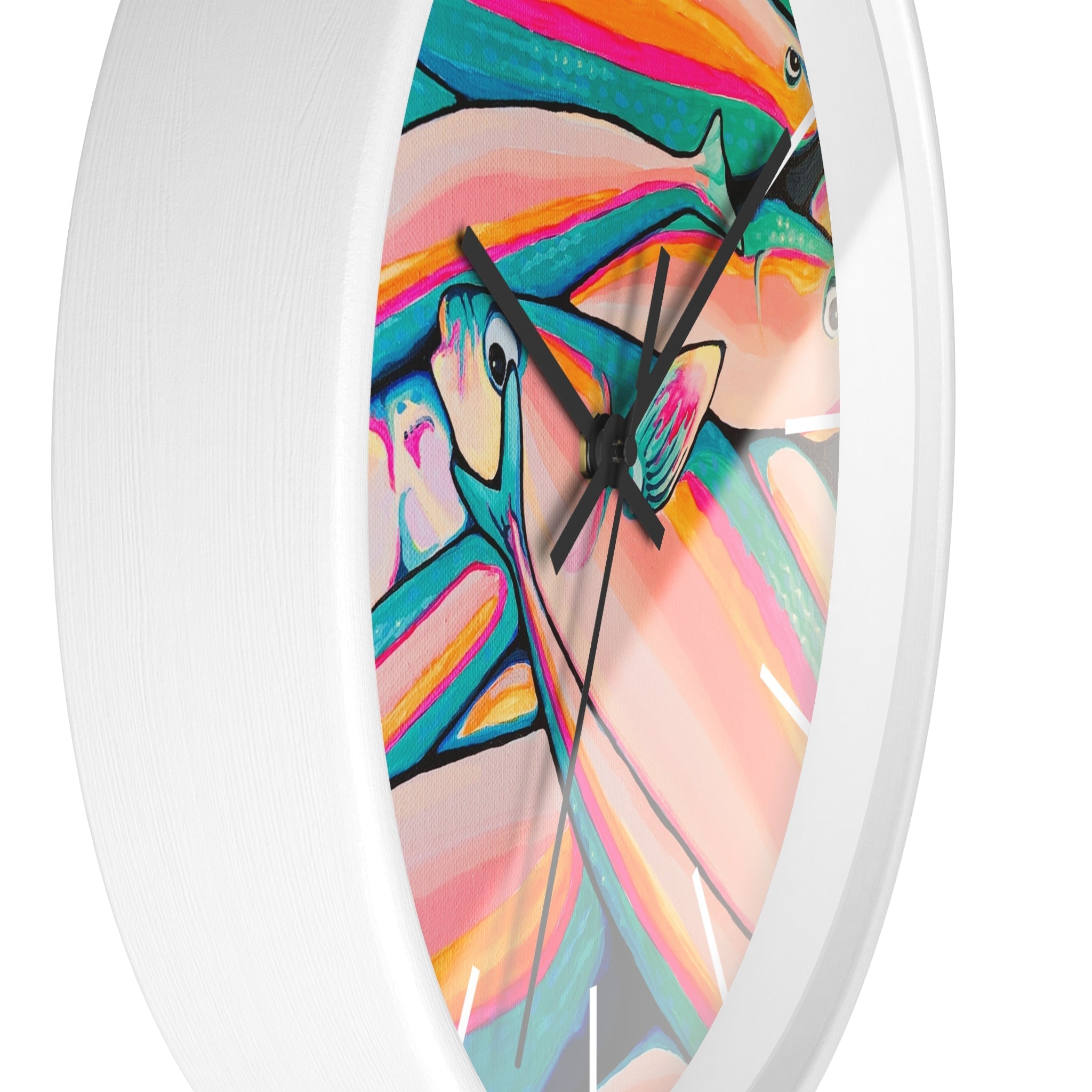 Neon Fish Pop Art Wall Clock