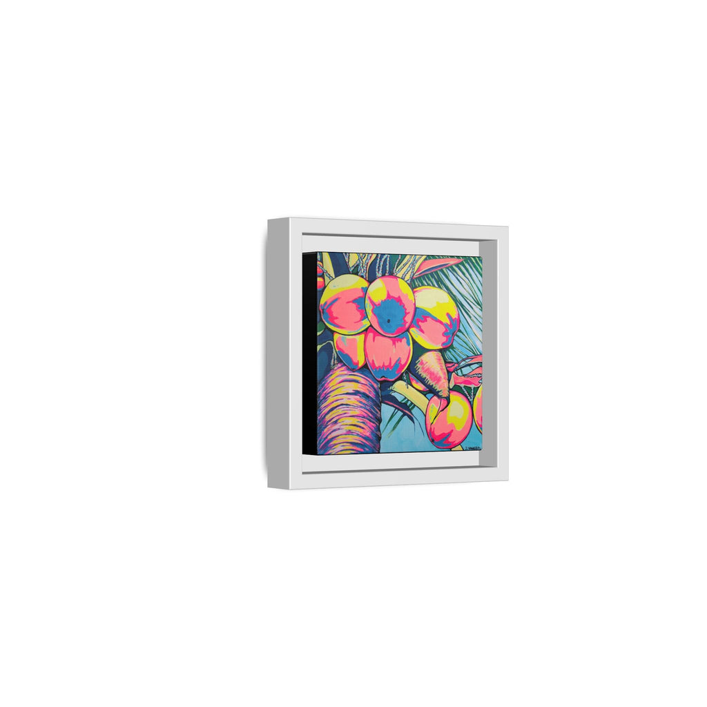 Framed Neon Coconuts Canvas Print
