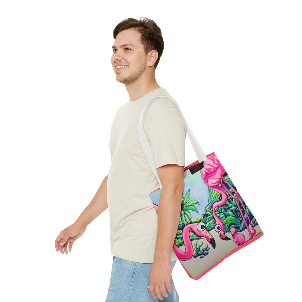 Premium Cyclops Flamingo Family Tote Bag, Original Artist Design, Reusable Shopping Tote,  Eco-Friendly