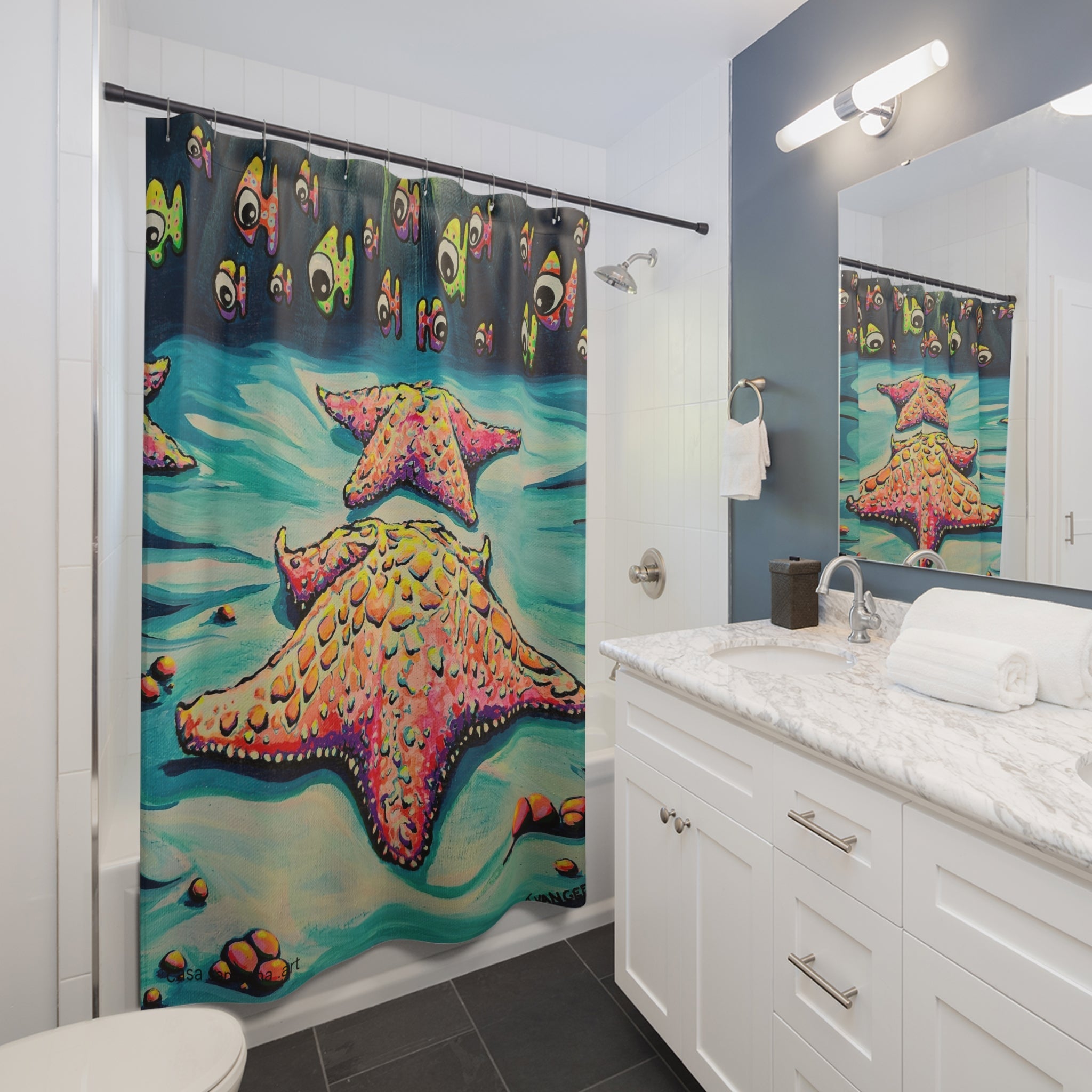 Cyclops Starfish Pop Art Shower Curtain