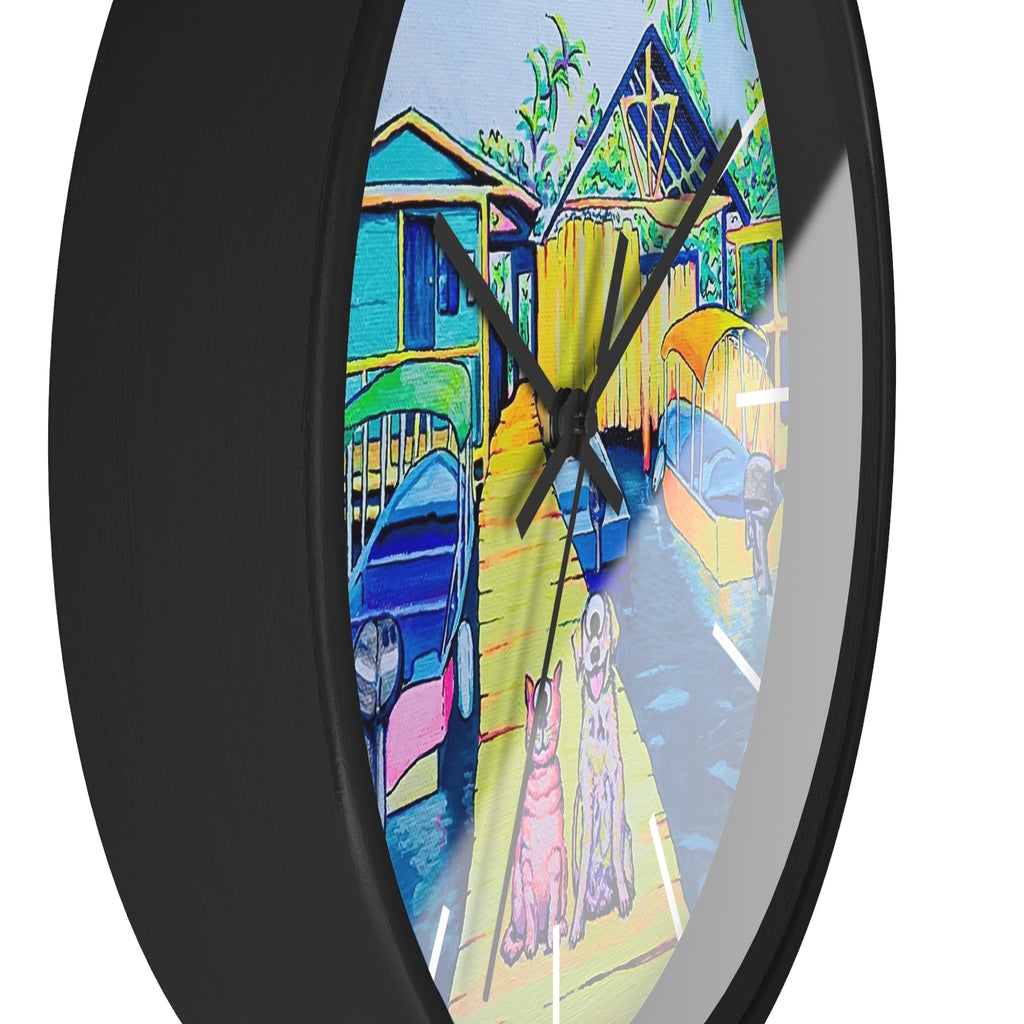 Cyclops Cat and Dog in Bocas Pop Art Wall Clock