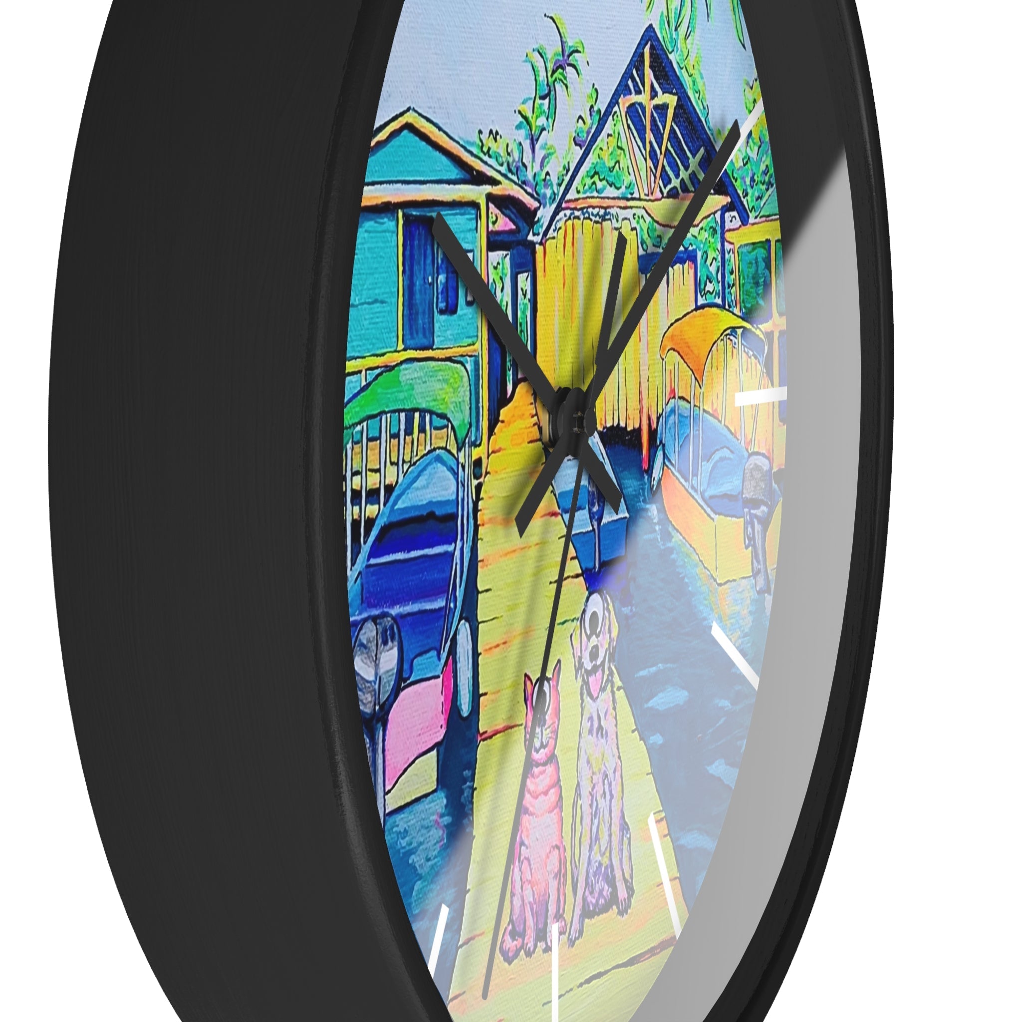 Cyclops Cat and Dog in Bocas Pop Art Wall Clock