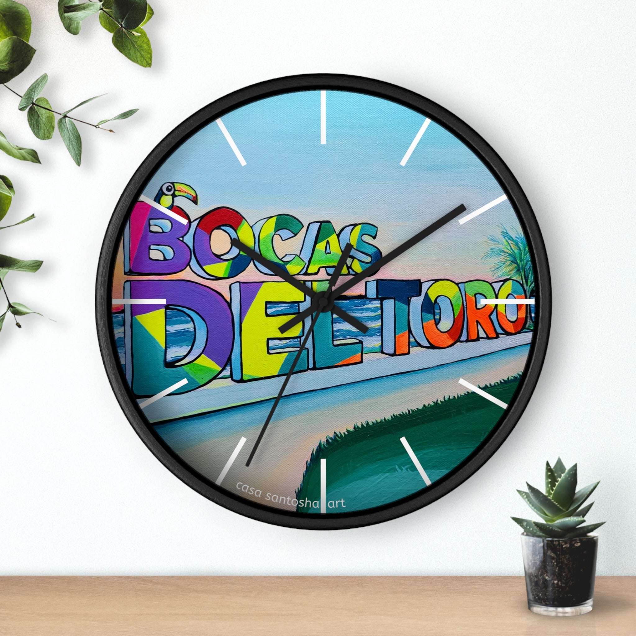 Bocas Del Toro Sign Pop Art Wall Clock