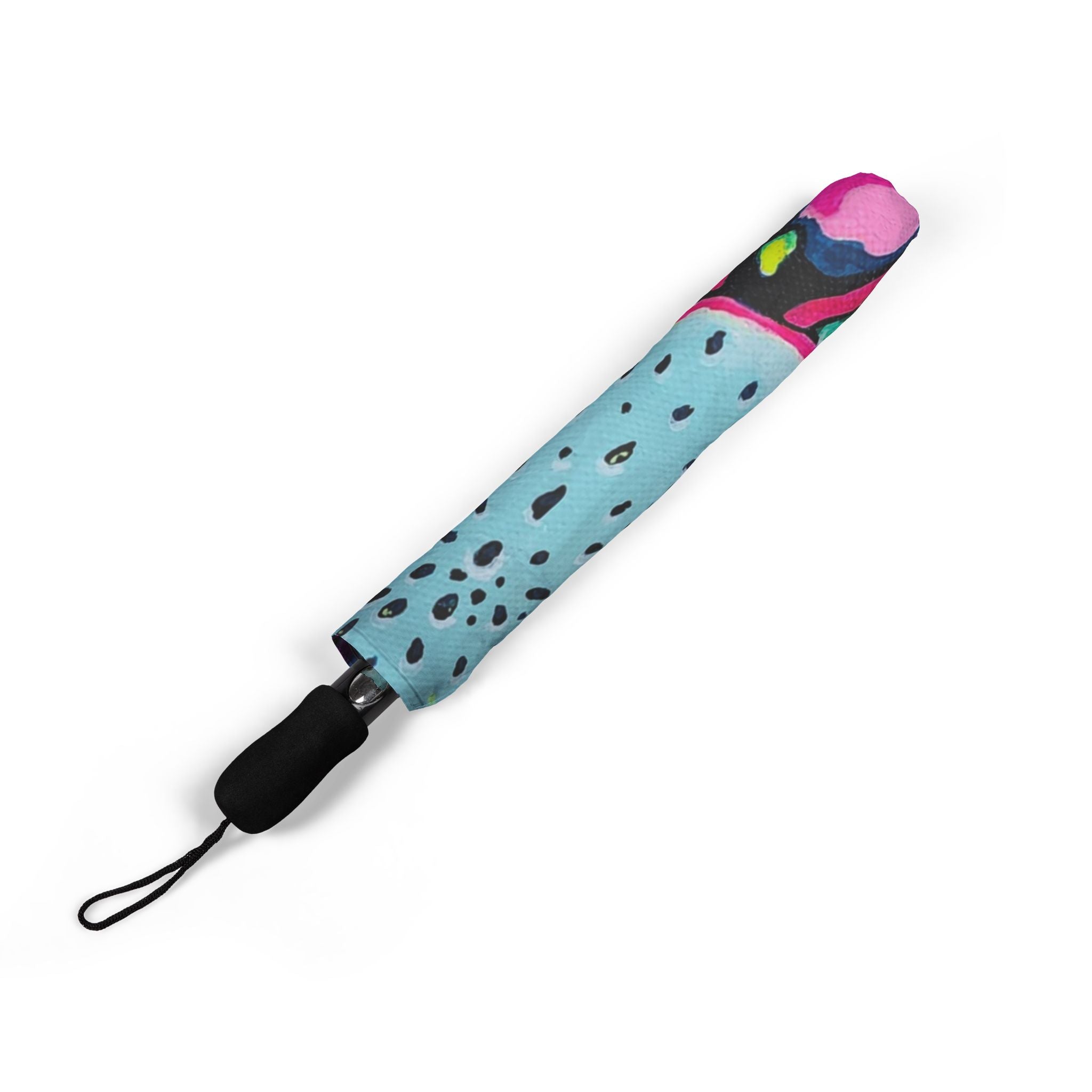 Neon Pink Dragon Fruit Umbrella - Foldable & Stylish Rain Gear