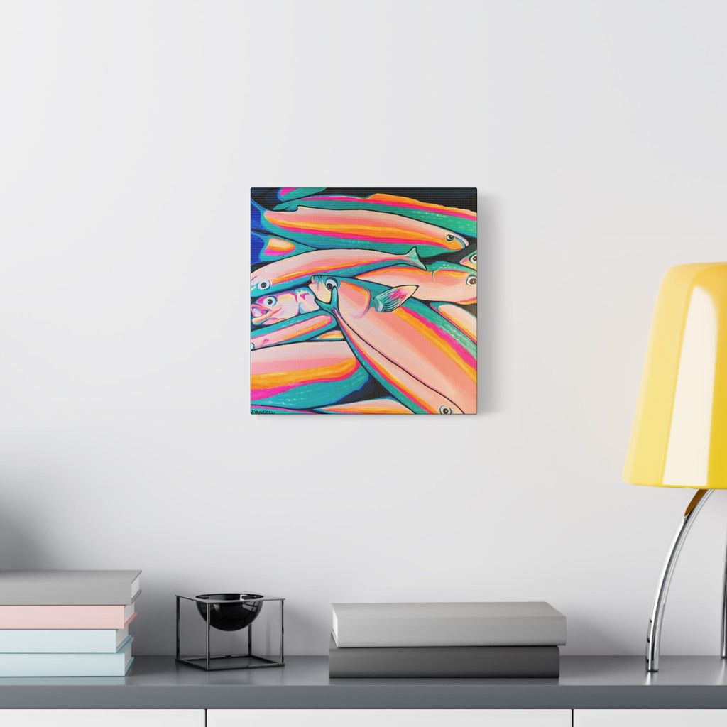 Neon Fish Canvas Print, Original Artist Design, Home Decor Wall Art