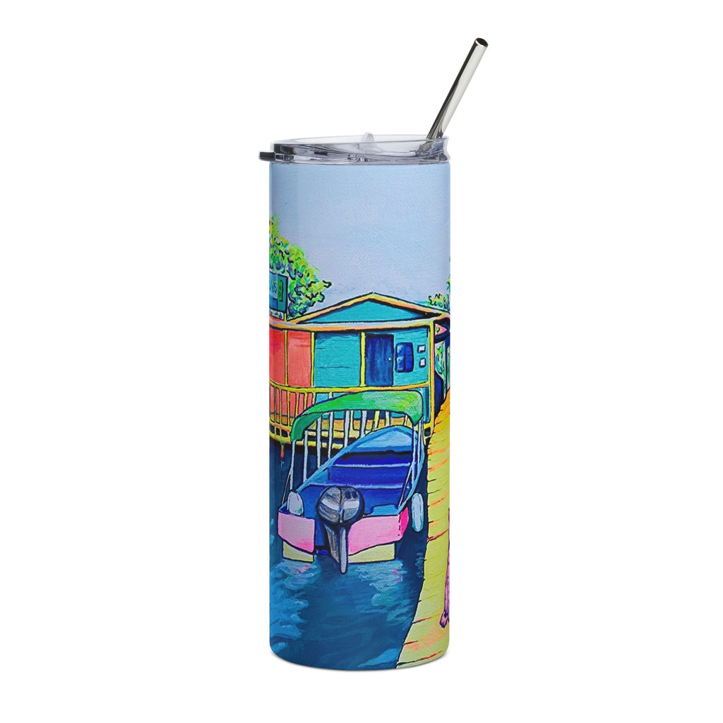 Cyclops Cat and Dog in Bocas Stainless Steel Tumbler, 20oz | Fun Travel Mug, Eco-Friendly