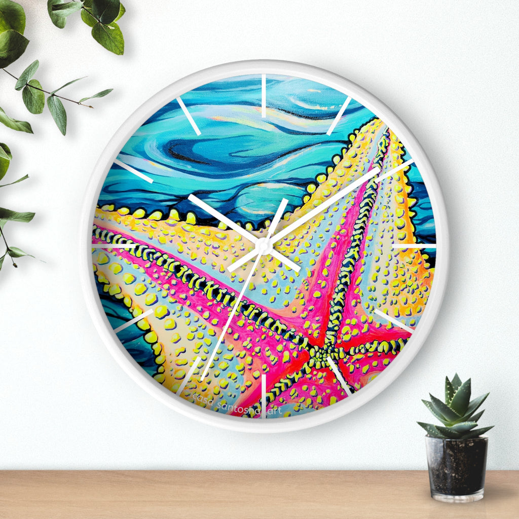 Starfish Beach Bocas Pop Art Wall Clock
