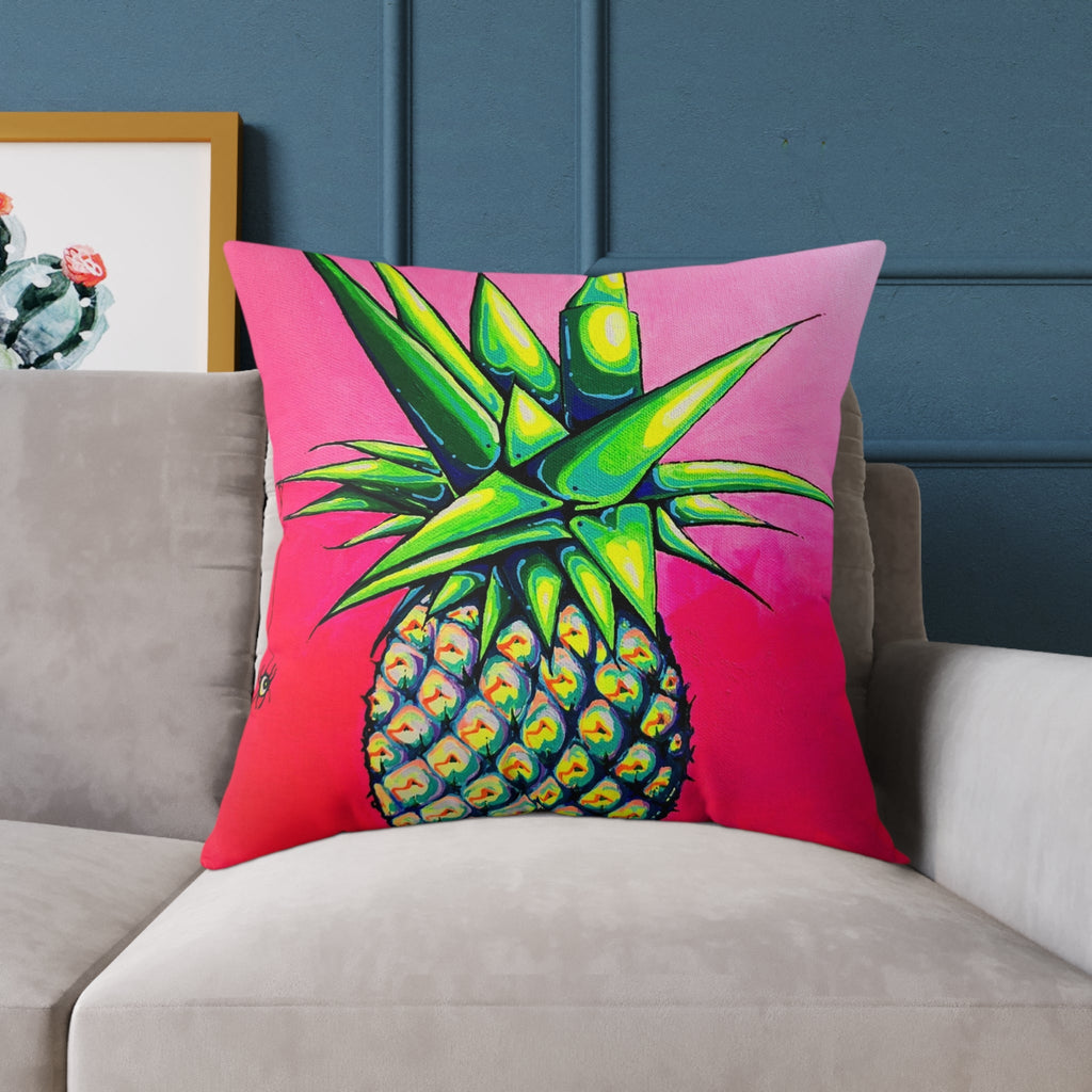 Neon Pineapple Art Canvas Decorative Pillow