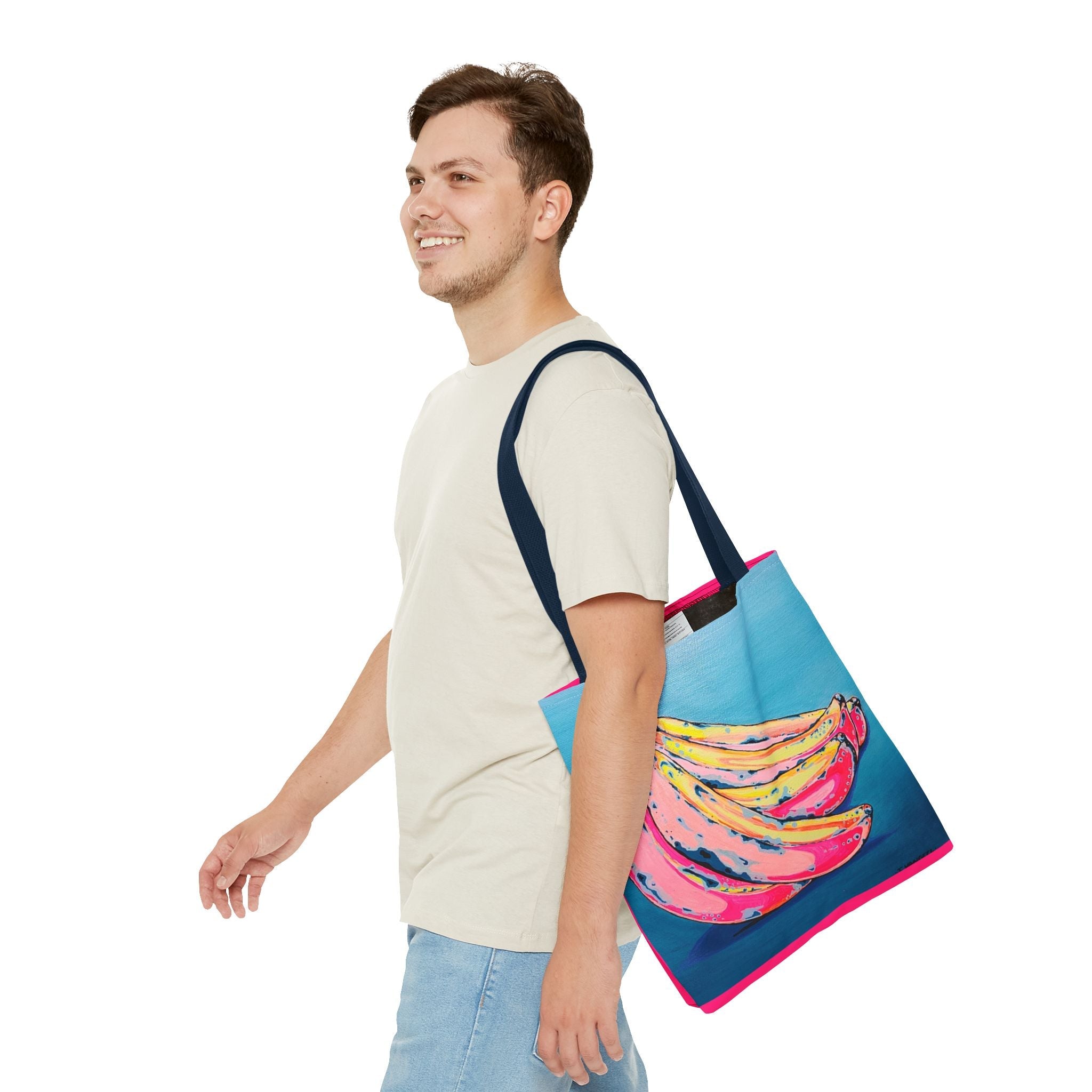 Premium Neon Bananas Tote Bag, Original Artist Design, Reusable Shopping Tote, Eco-Friendly