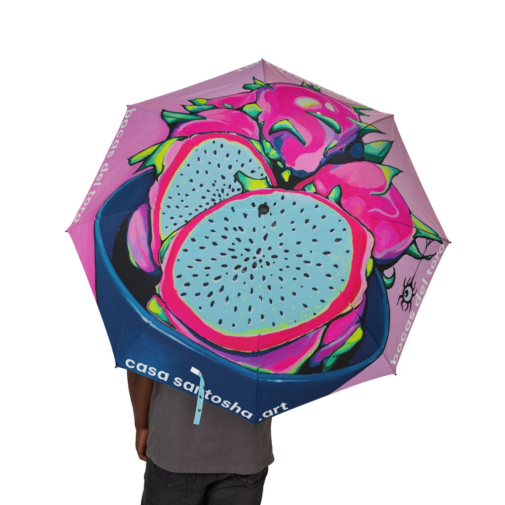 Neon Pink Dragon Fruit Umbrella - Foldable & Stylish Rain Gear