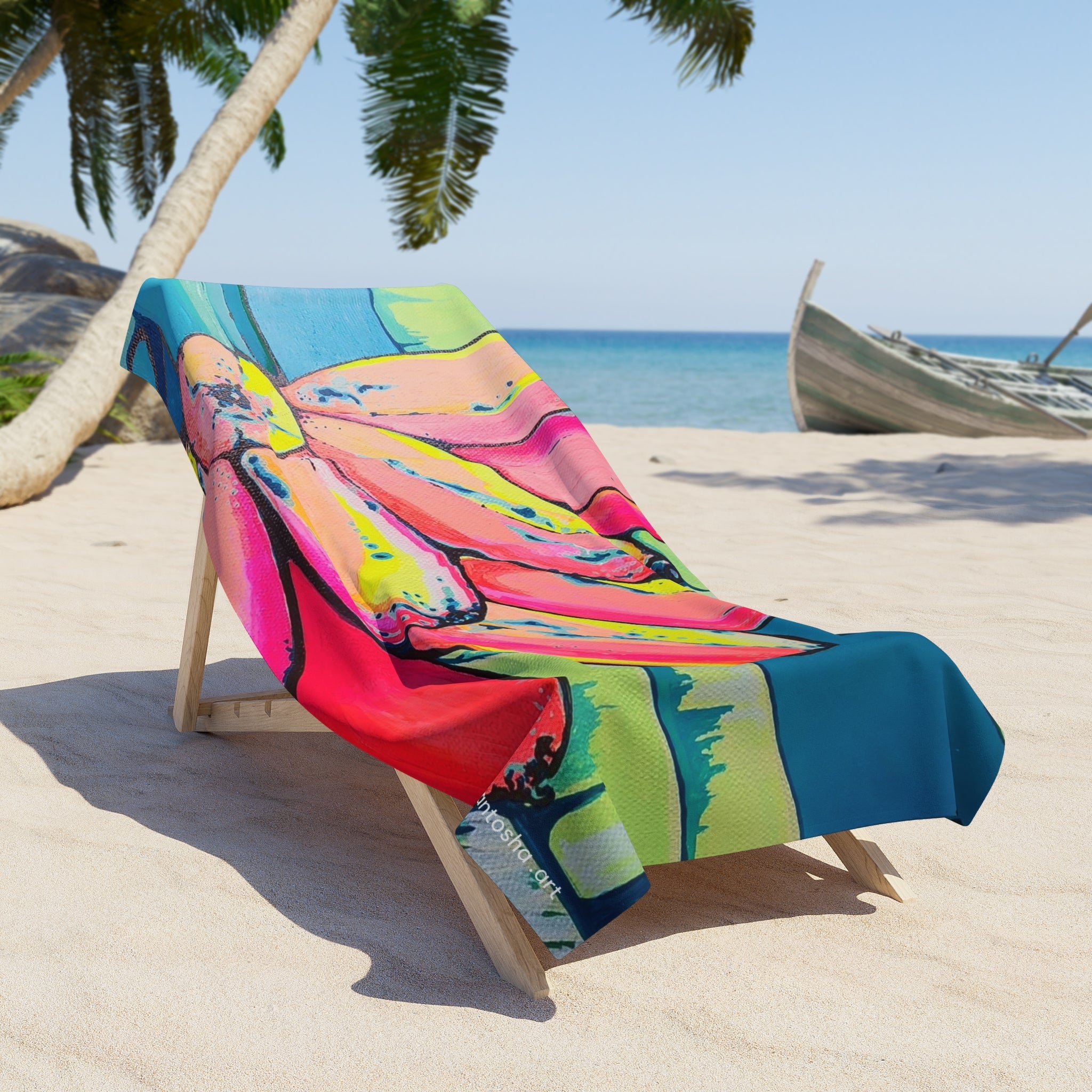 Neon Primitivo Bananas Beach Towel for Summer Fun and Vacation Essentials
