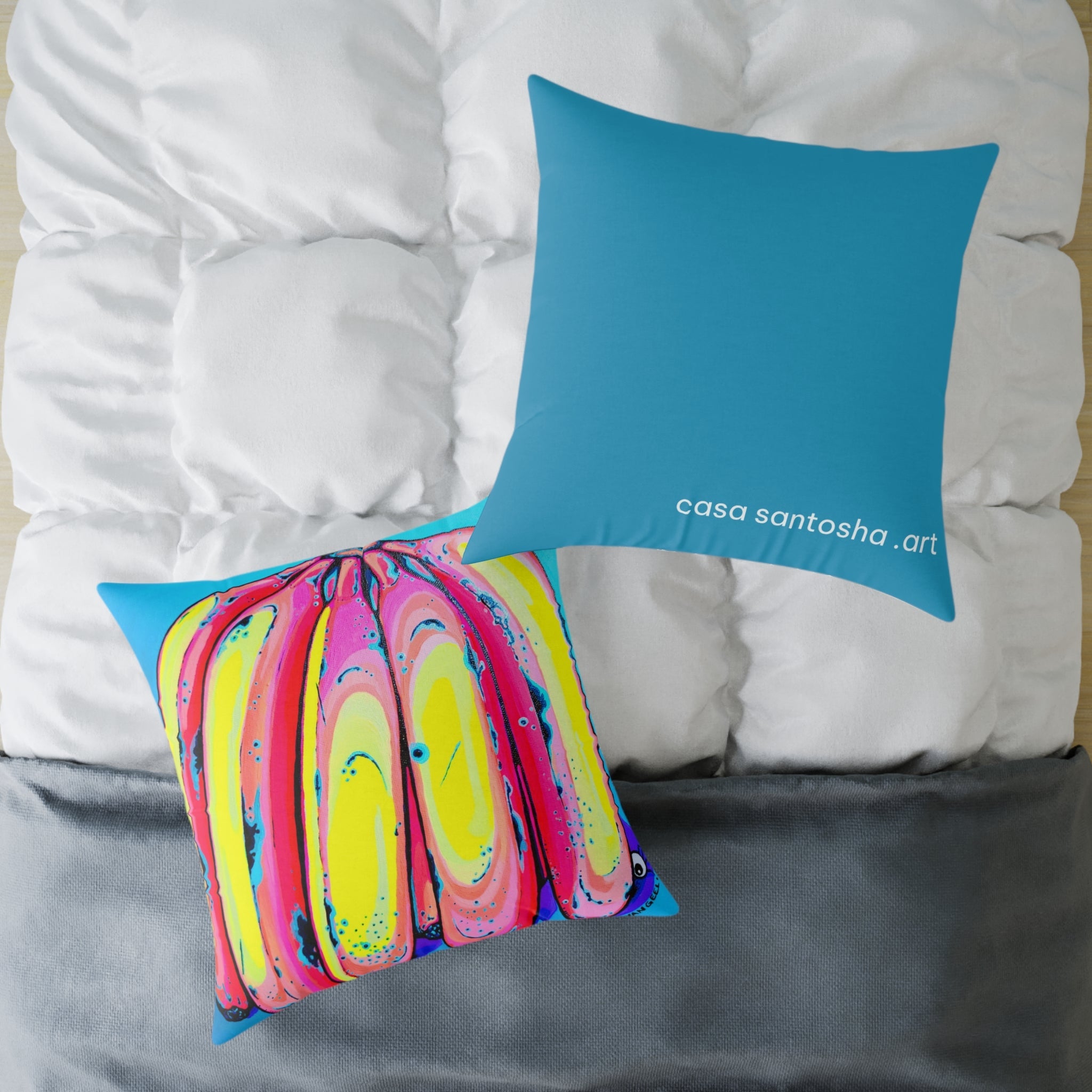 Neon Fat Bananas Art Canvas Decorative Pillow