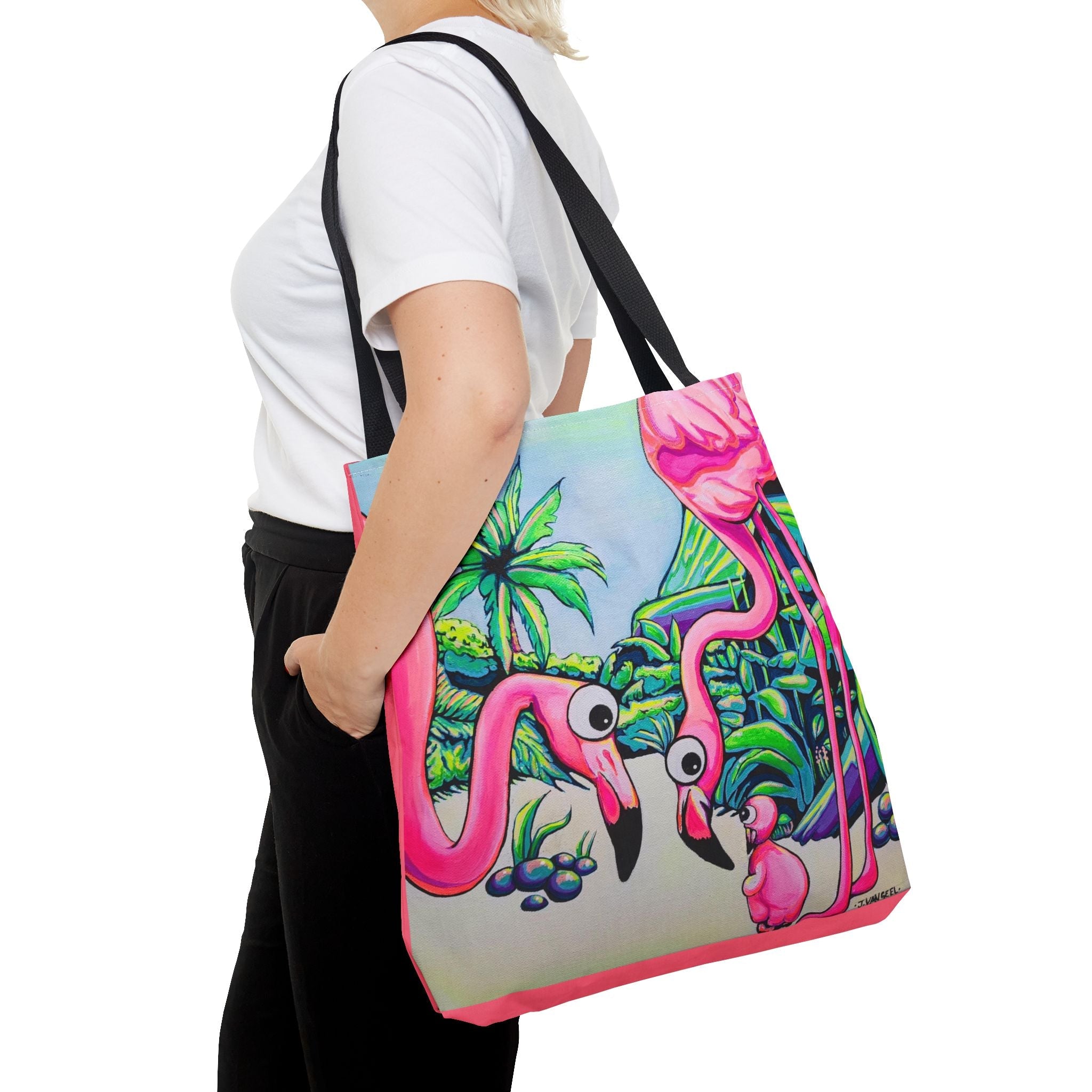 Premium Cyclops Flamingo Family Tote Bag, Original Artist Design, Reusable Shopping Tote,  Eco-Friendly