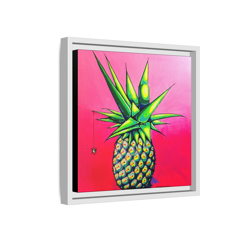 Framed Neon Pineapple Canvas Print