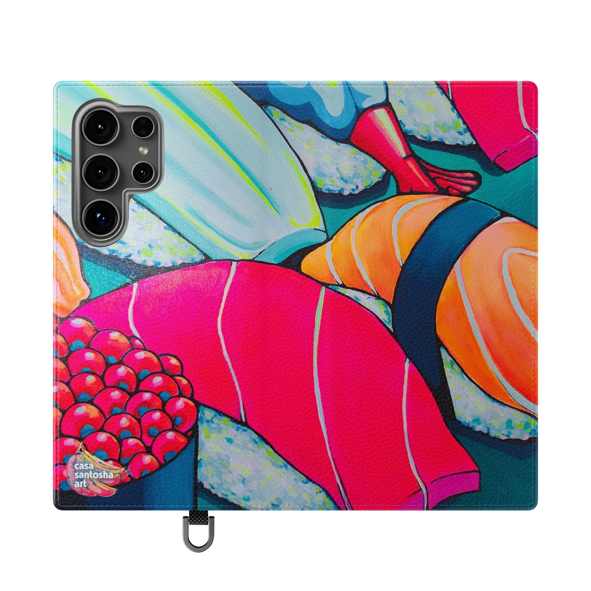 Neon Sushi Flip Phone Case – Wallet Cover with Card Slots