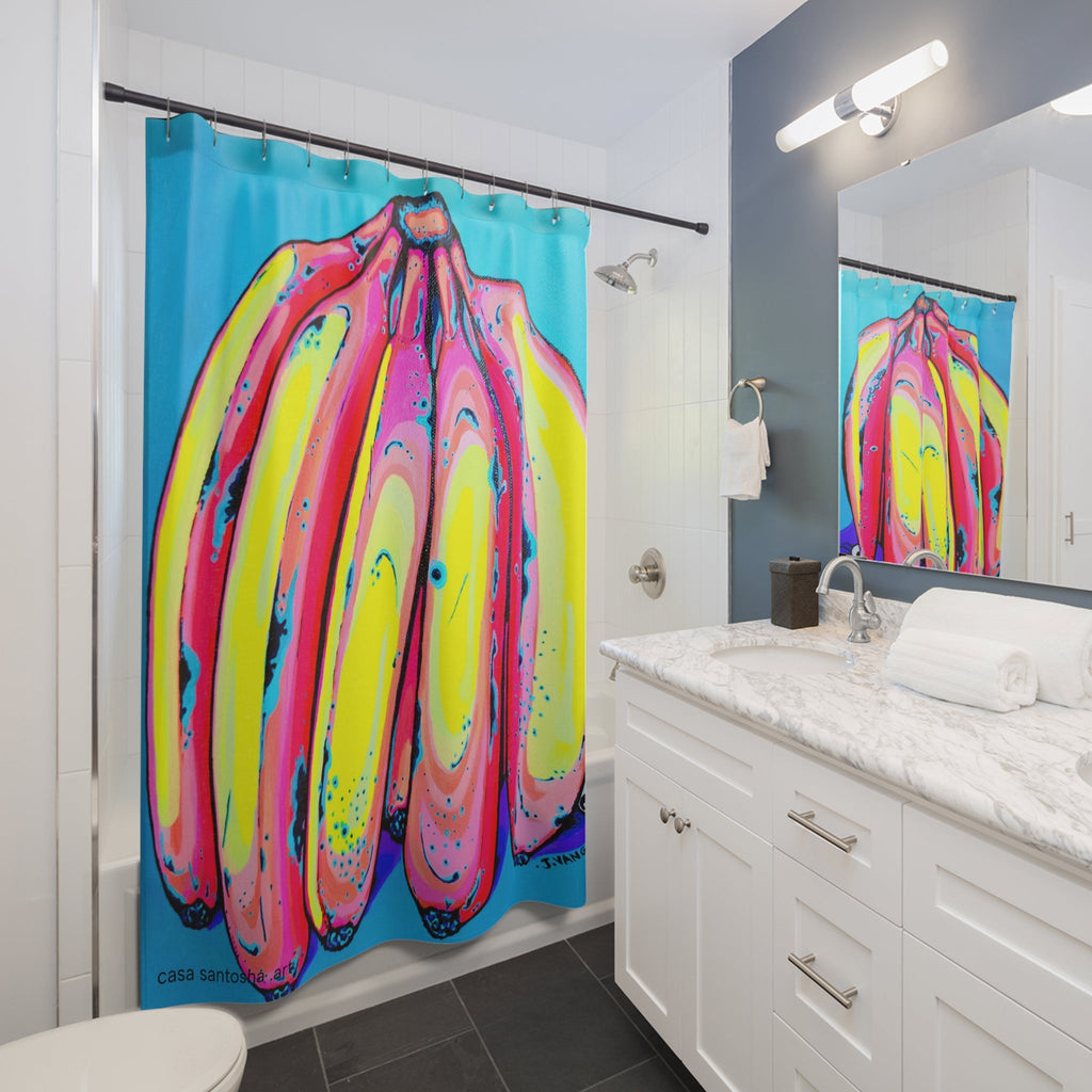 Neon Fat Bananas Pop Art Shower Curtain
