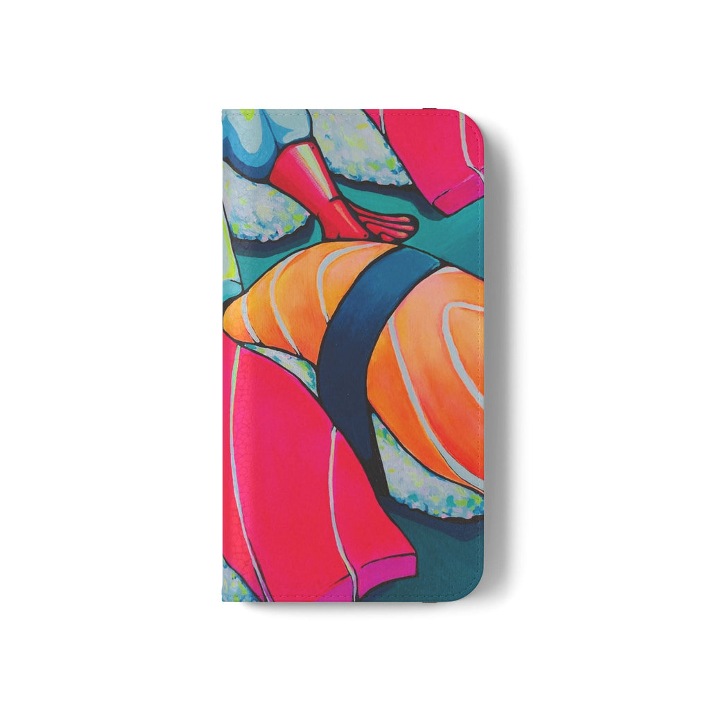 Neon Sushi Flip Phone Case – Wallet Cover with Card Slots