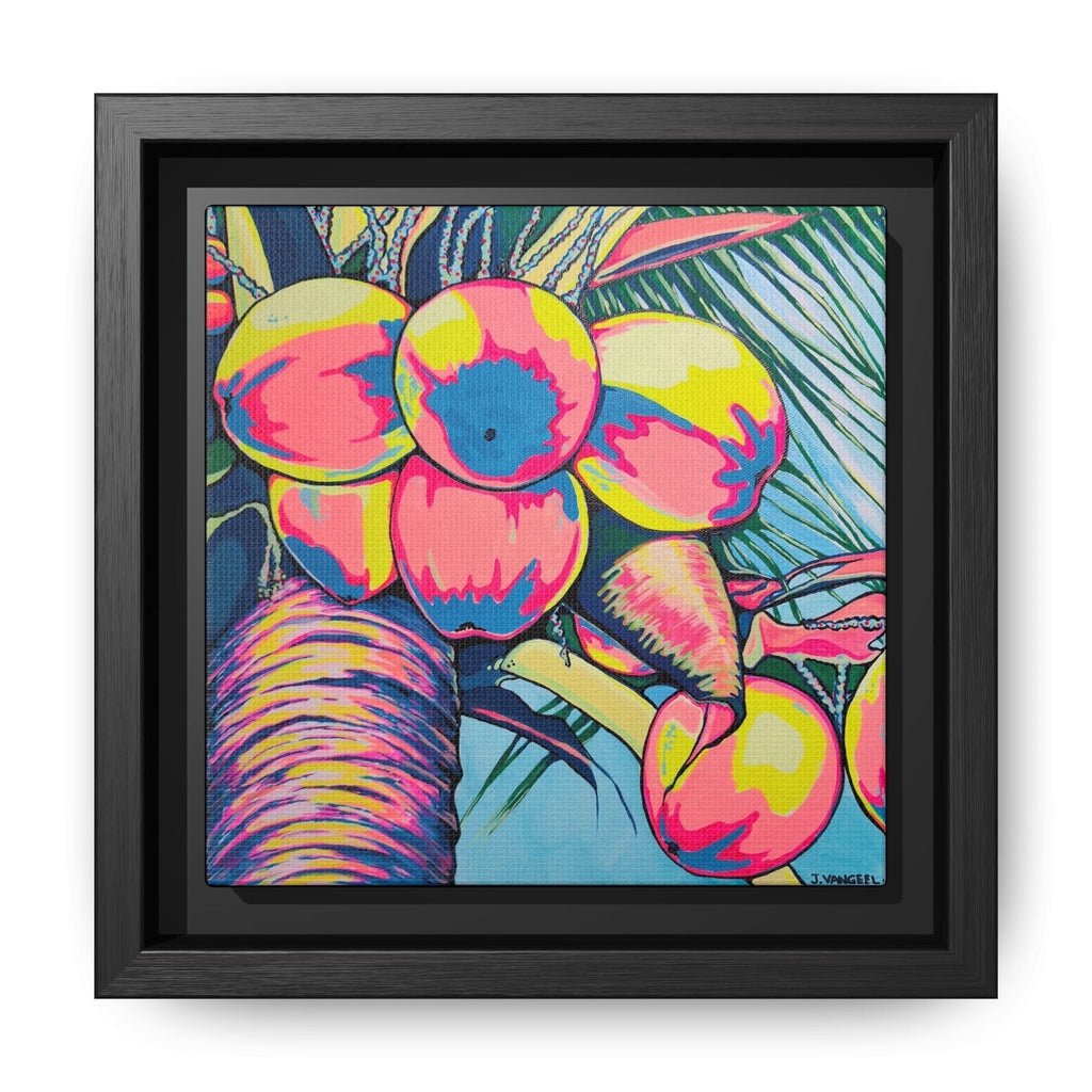 Framed Neon Coconuts Canvas Print