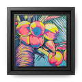 Framed Neon Coconuts Canvas Print