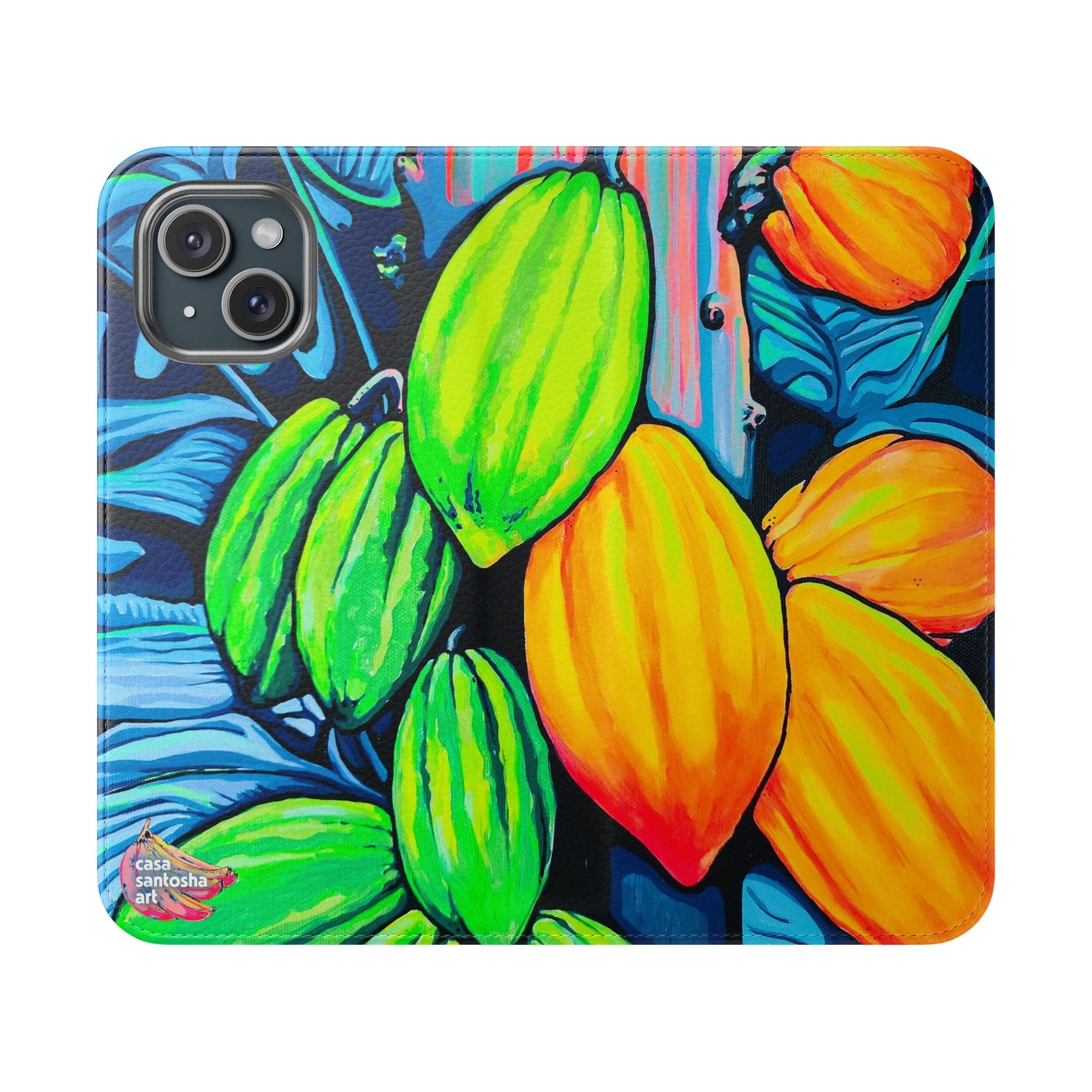 Neon Cacao Flip Phone Case – Wallet Cover with Card Slots