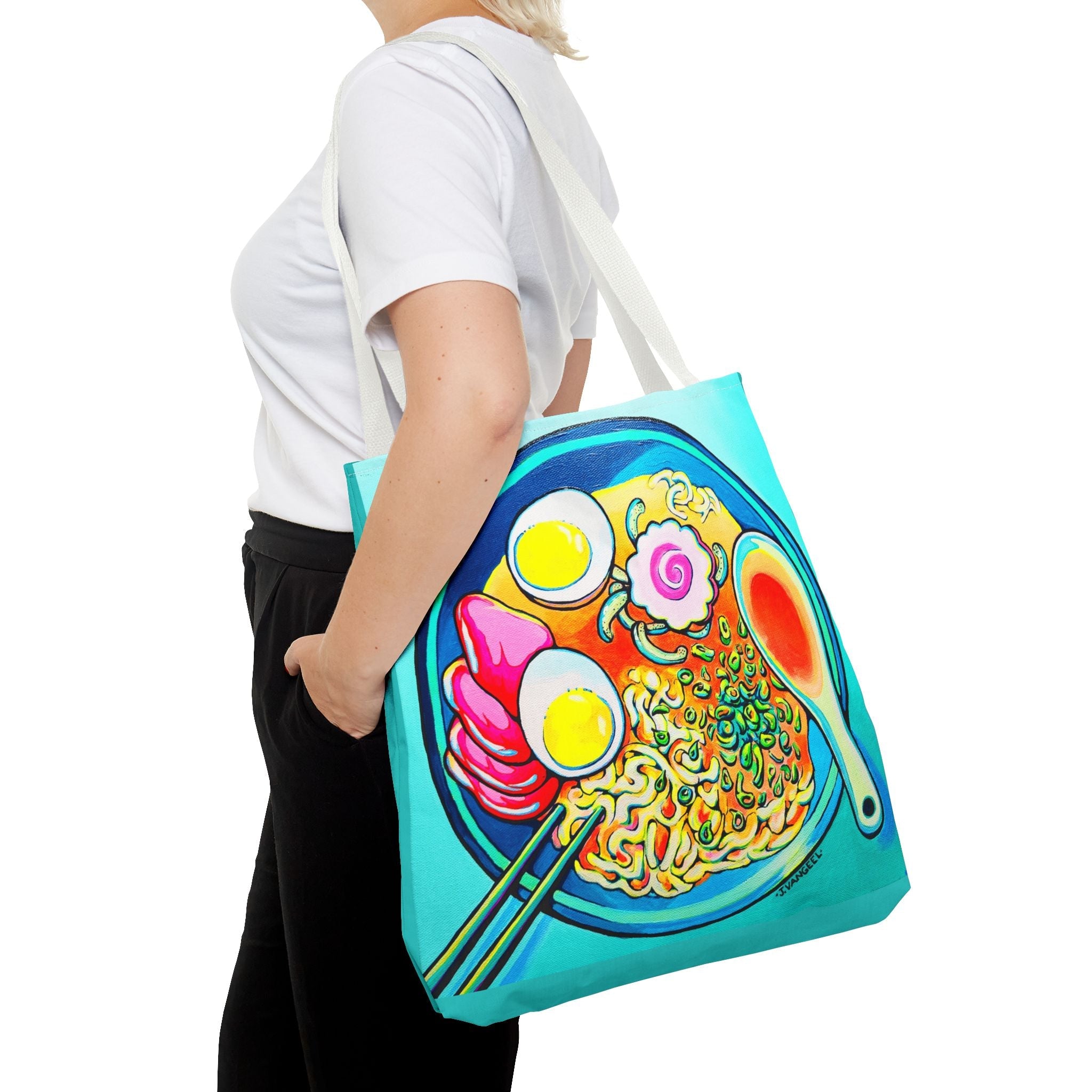 Premium Neon Ramen Tote Bag, Original Artist Design, Reusable Shopping Tote, Eco-Friendly