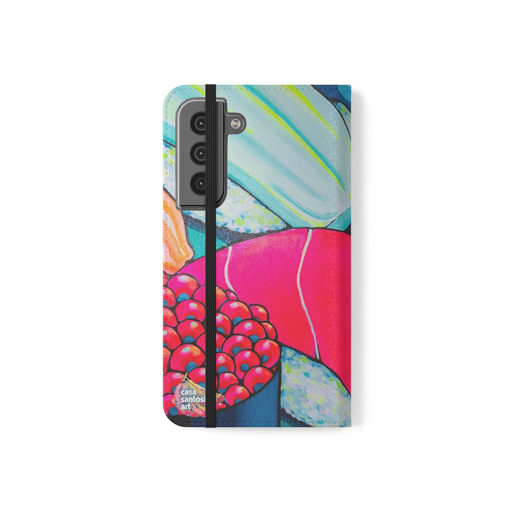 Neon Sushi Flip Phone Case – Wallet Cover with Card Slots
