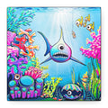 Cyclops Shark Original Canvas Art Print, Unique Home Decor, Wall Art