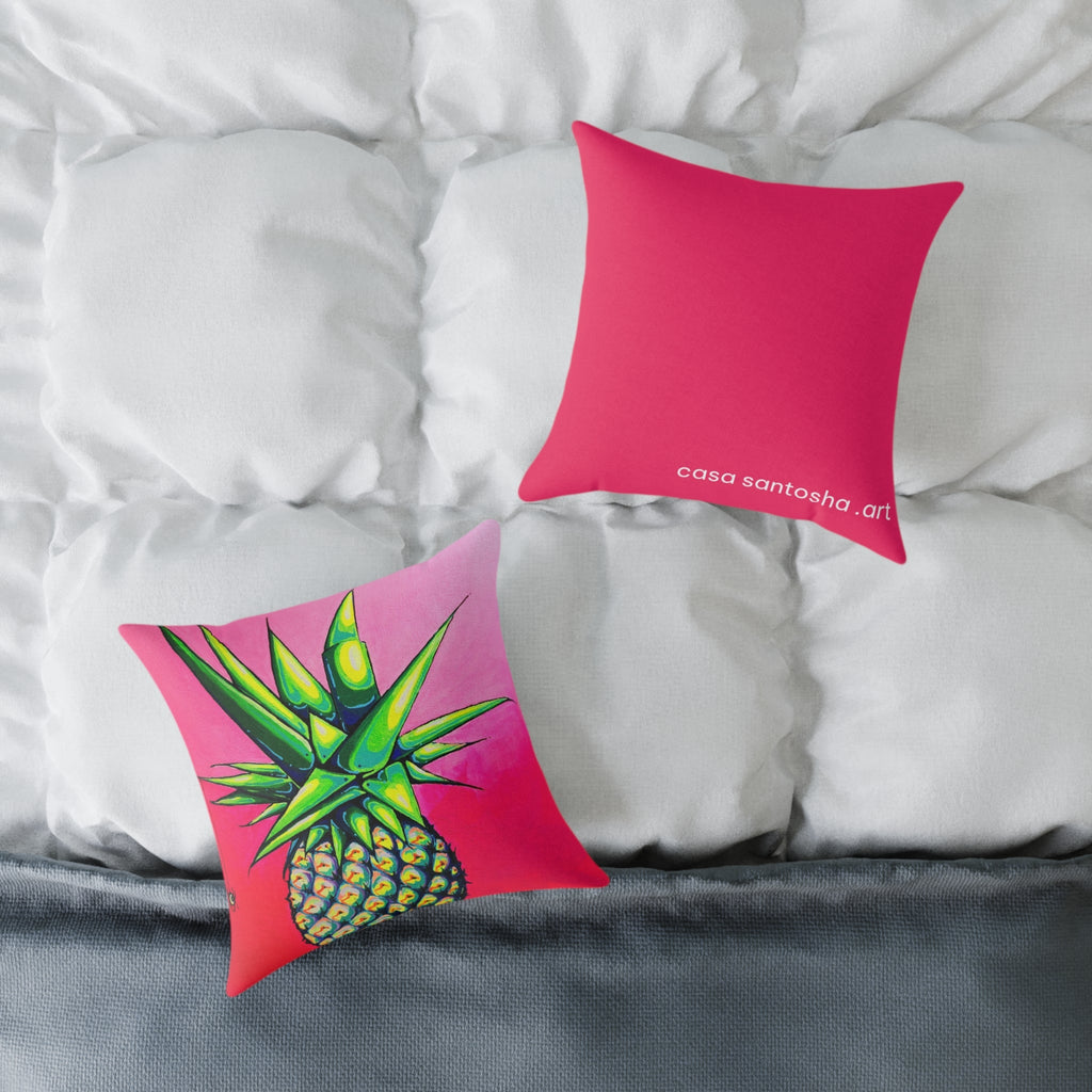 Neon Pineapple Art Canvas Decorative Pillow