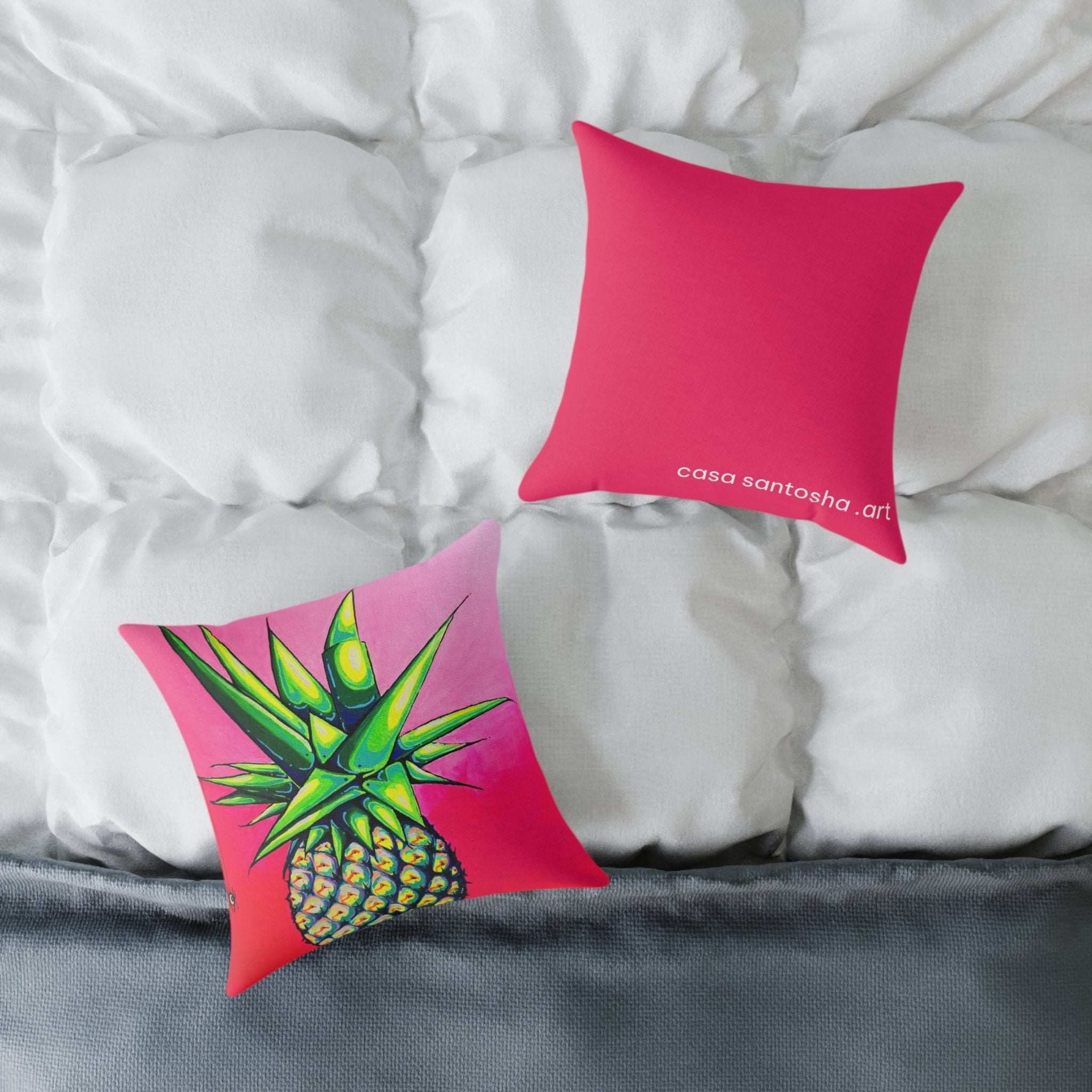 Neon Pineapple Art Canvas Decorative Pillow