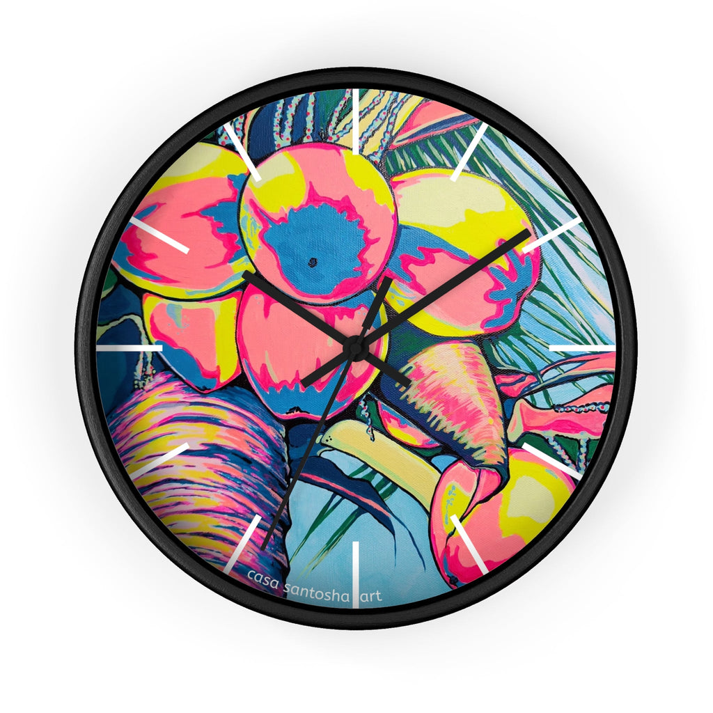 Neon Coconuts Pop Art Wall Clock