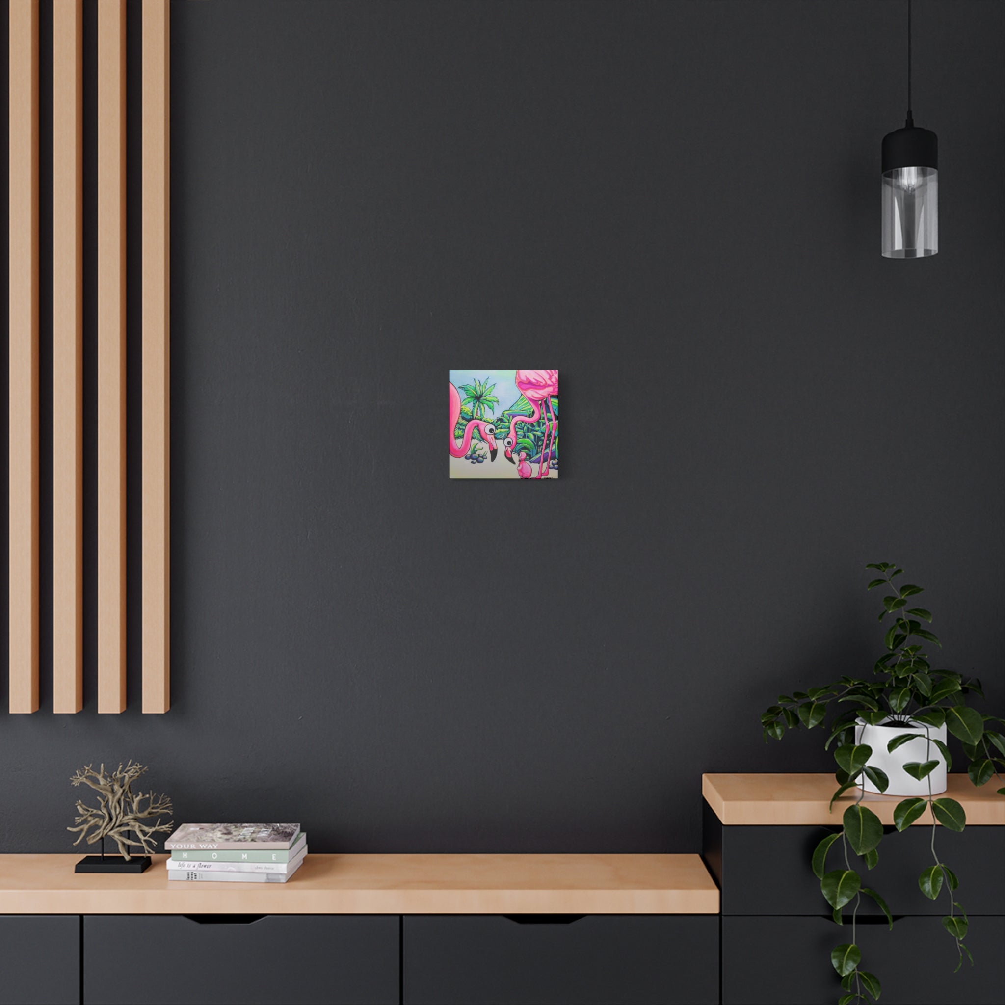 Cyclops Flamingo Family Canvas Art Print, Original Artist Design, Unique Wall Decor