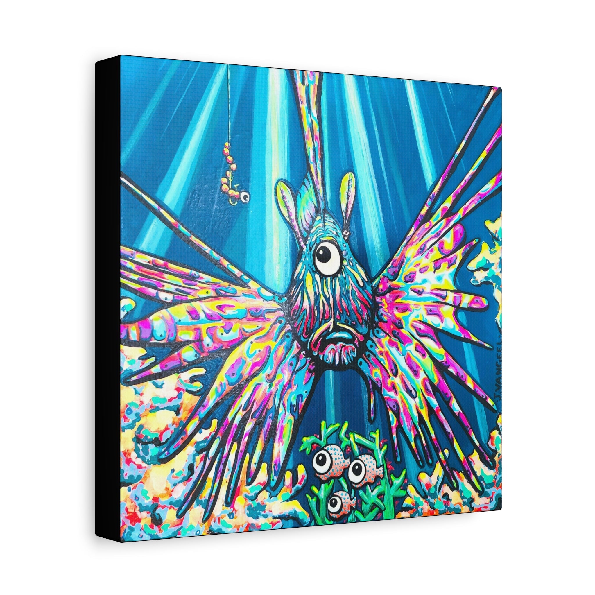 Cyclops Lionfish Original Canvas Art Print, Unique Home Decor, Wall Art