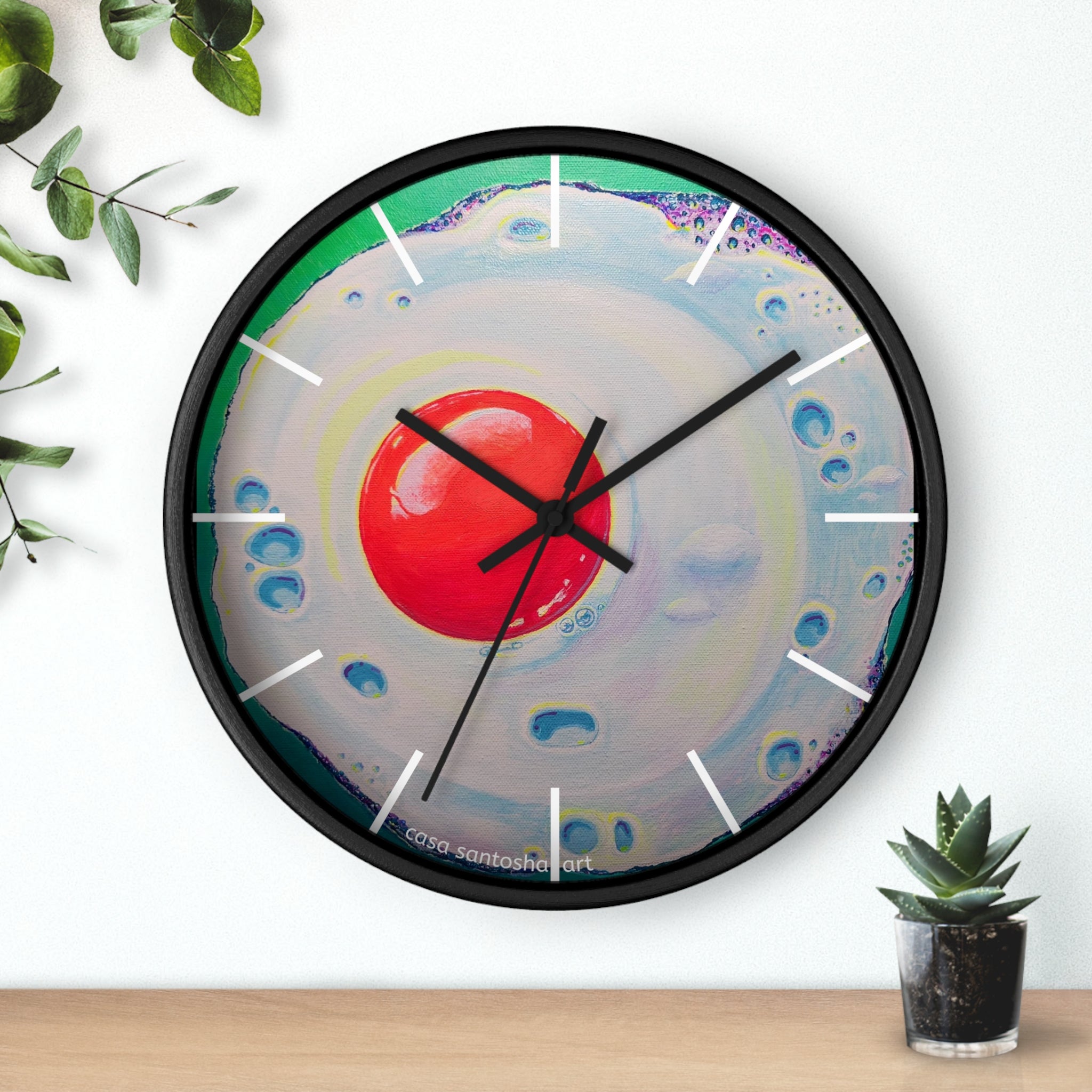 Neon Fried Egg Pop Art Wall Clock