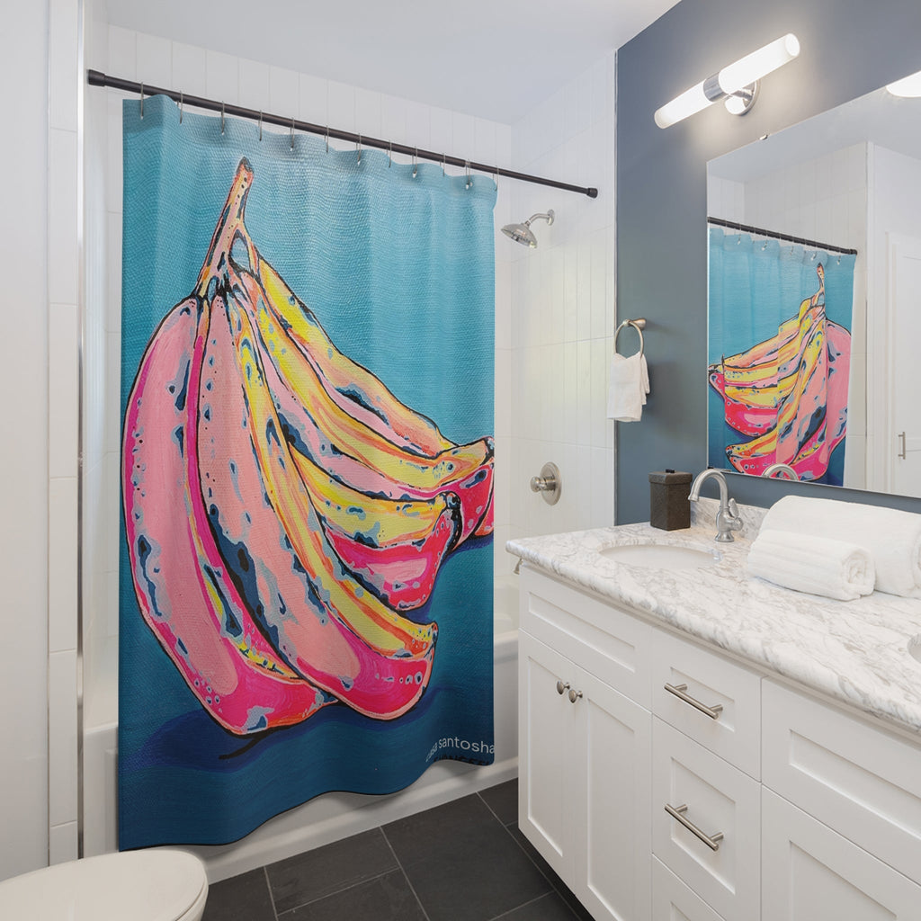 Neon Bananas Pop Art Shower Curtain