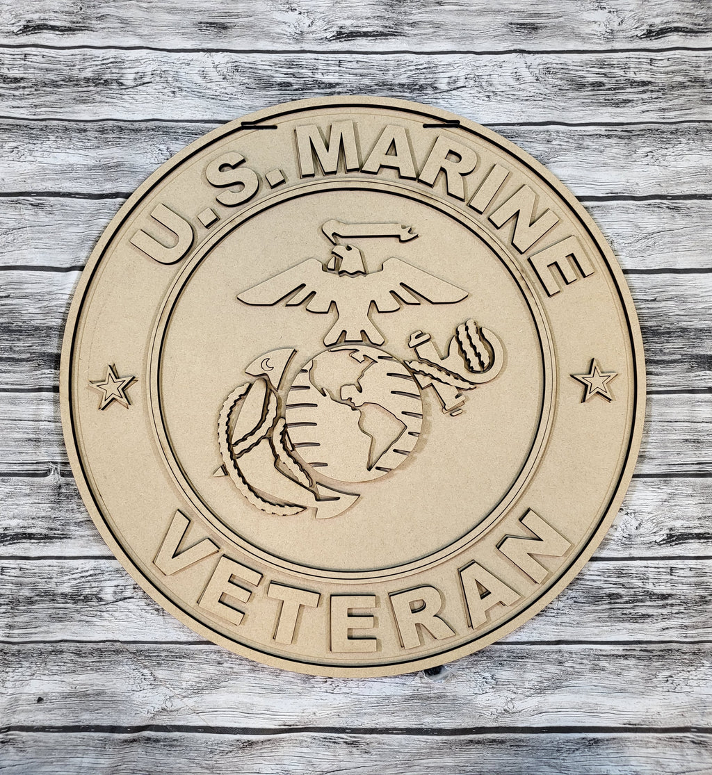 Marine Corps Logo Veteran Door Hanger DIY Unfinished Kit