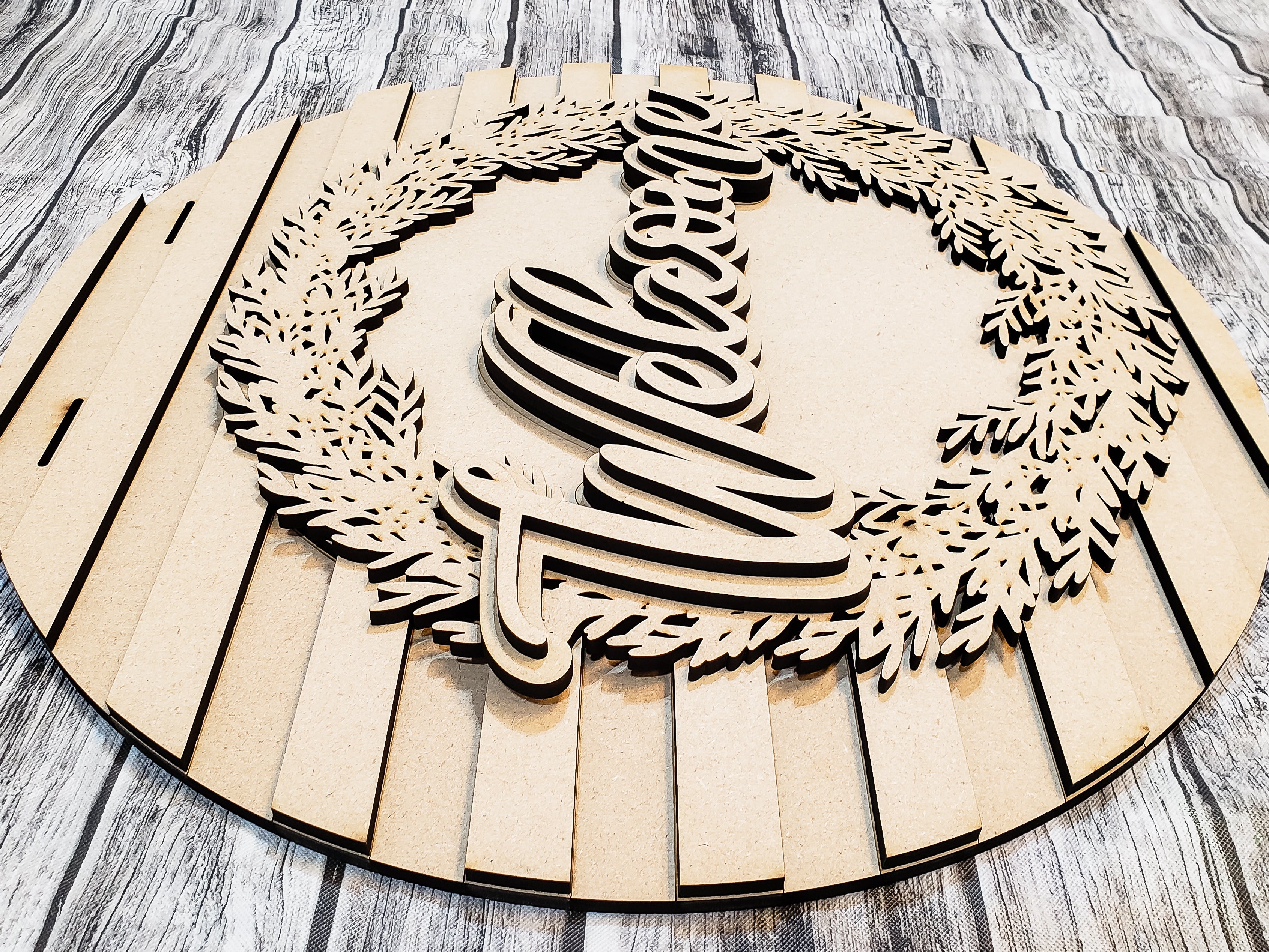 Welcome Wreath & Stripes Door Hanger DIY Unfinished Kit