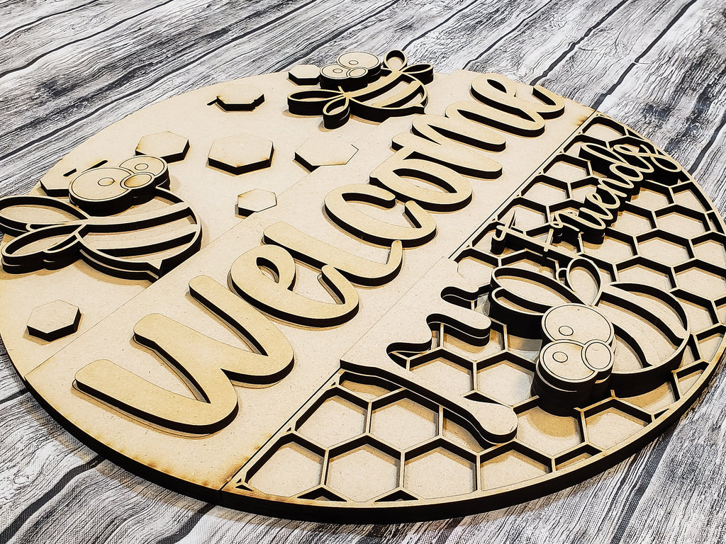 Welcome Friends Bee Door Hanger DIY Unfinished Kit