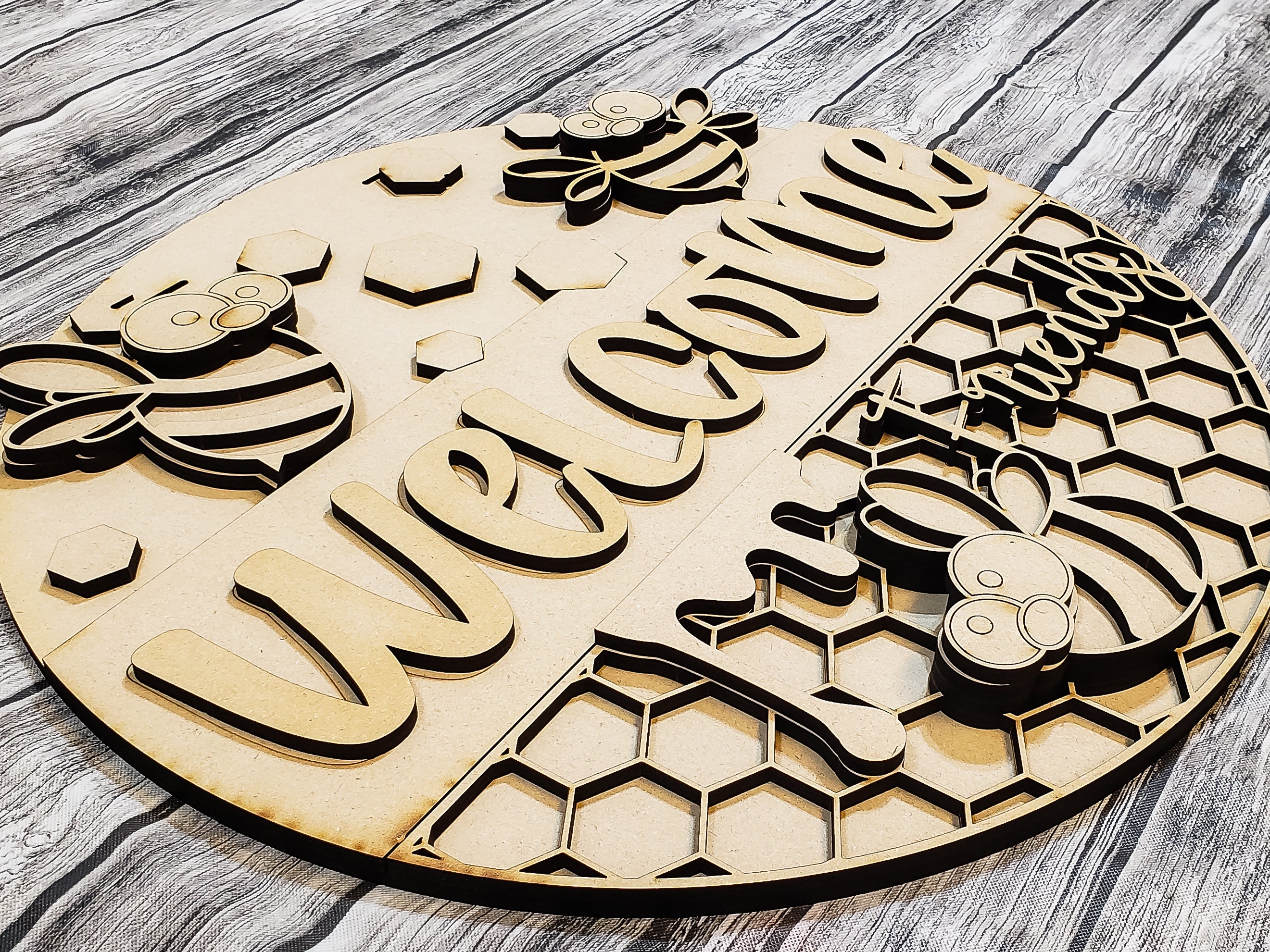Welcome Friends Bee Door Hanger DIY Unfinished Kit