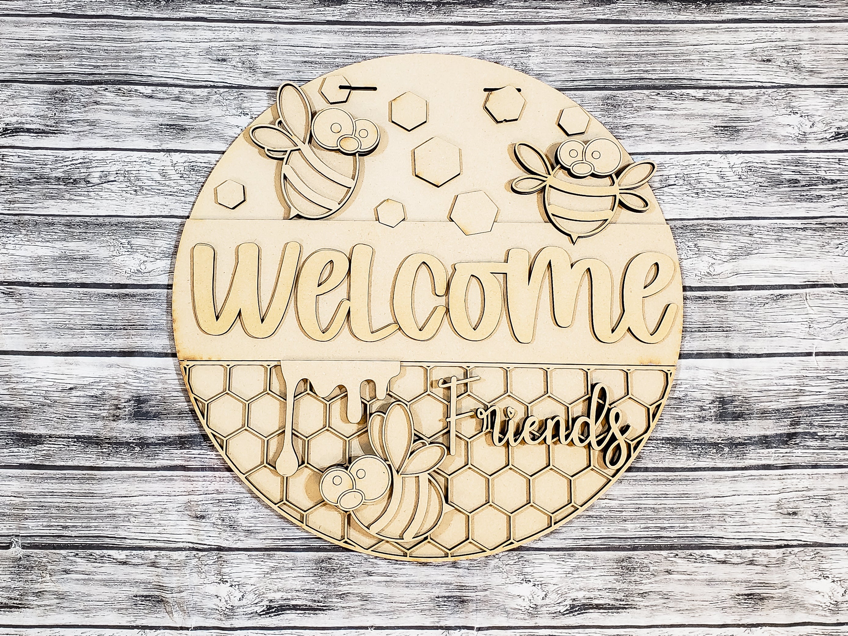 Welcome Friends Bee Door Hanger DIY Unfinished Kit