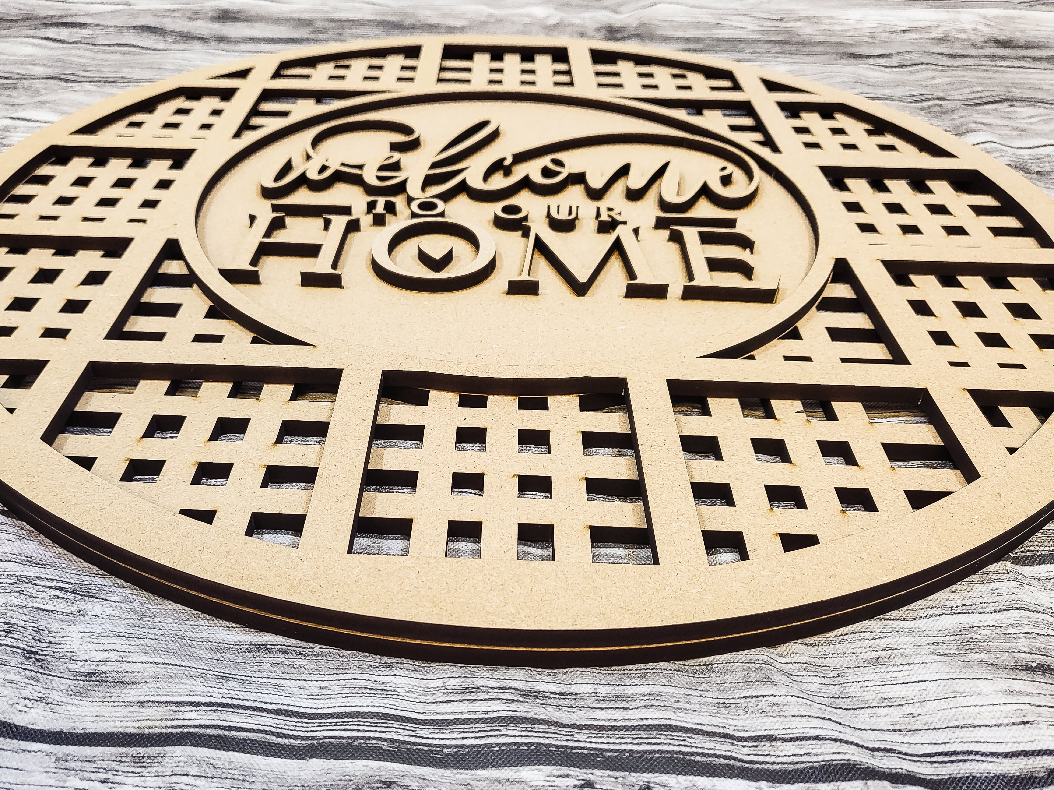 Welcome to our HOME Transparent Plaid Door Hanger DIY Unfinished Kit